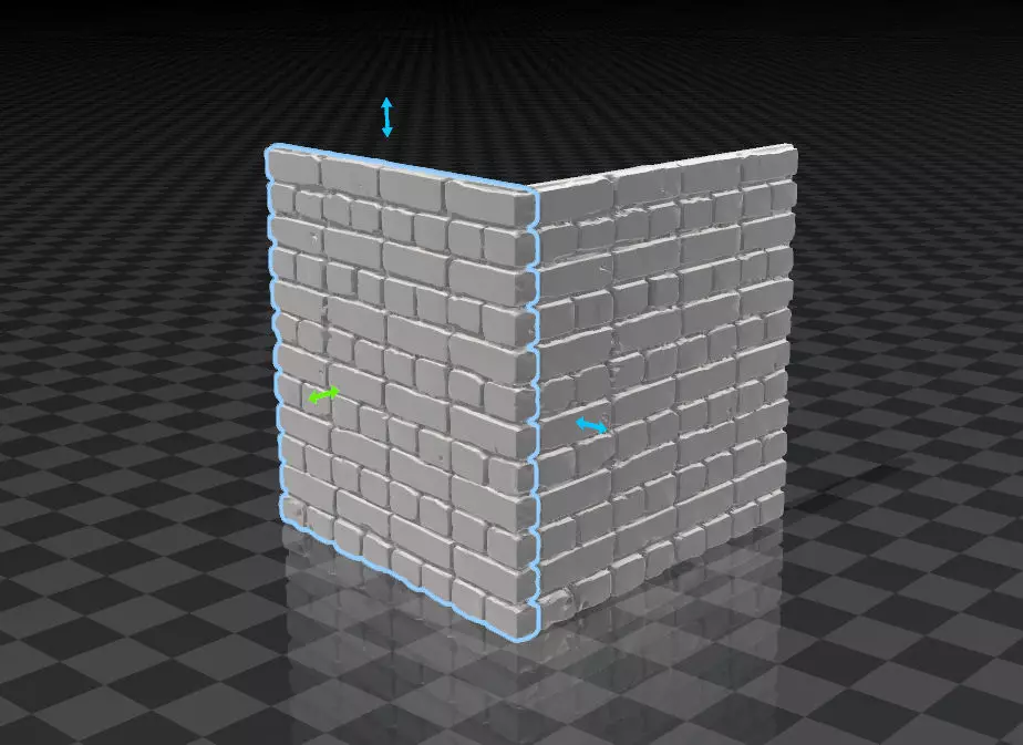 Old brick wall with corner version 3D print model_0