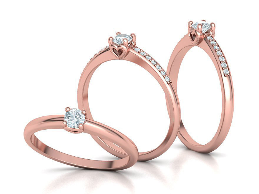 Hearts Solitaire Ring Collection Two Versions of Rings _2