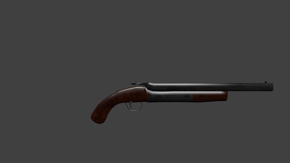 game ready double barrel shotgun Low-poly 3D model_1