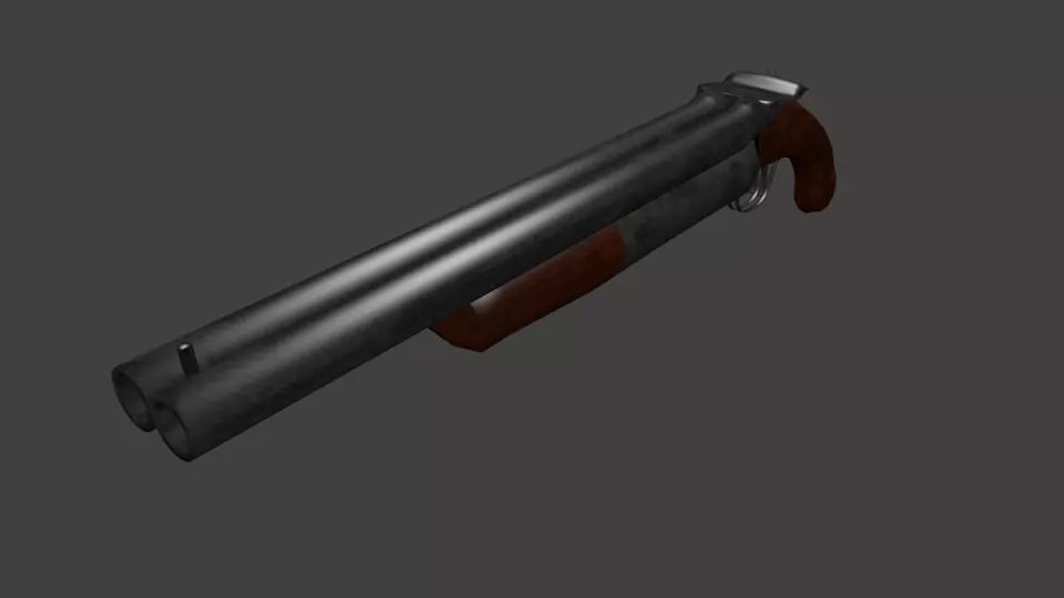 game ready double barrel shotgun Low-poly 3D model_0