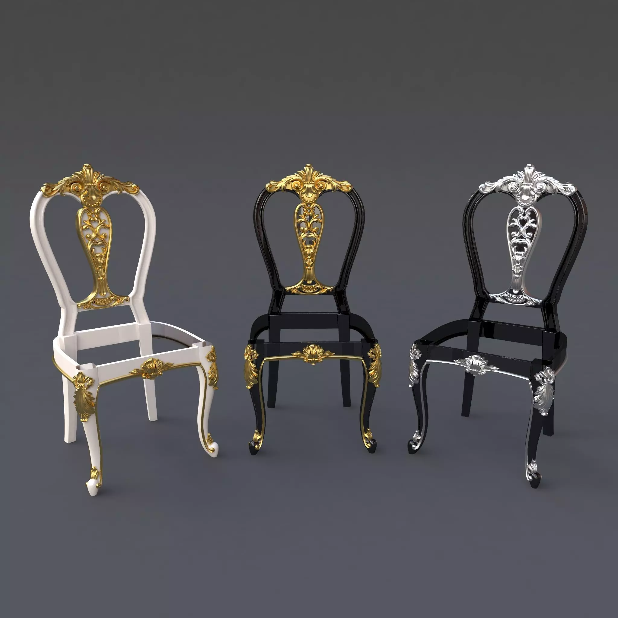 chair three ornate chairs - three ornate chairs 3D model_0