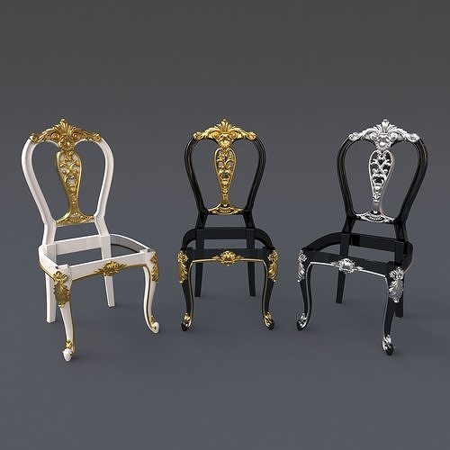 chair three ornate chairs - three ornate chairs 3D model