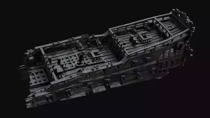 Shipwreck pirate ship Low-poly 3D model