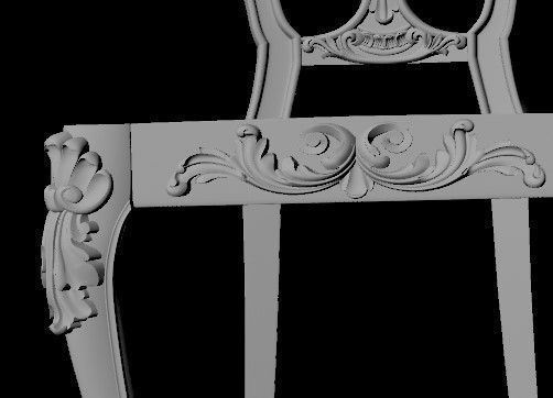 chair pair of ornate chairs 3D model_2