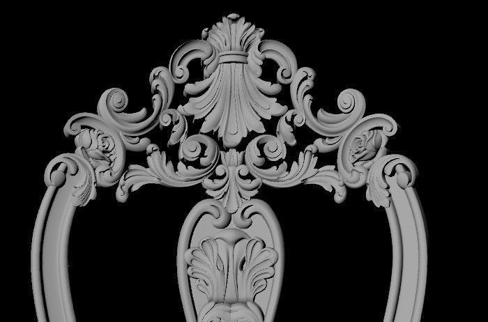 chair pair of ornate chairs 3D model_1