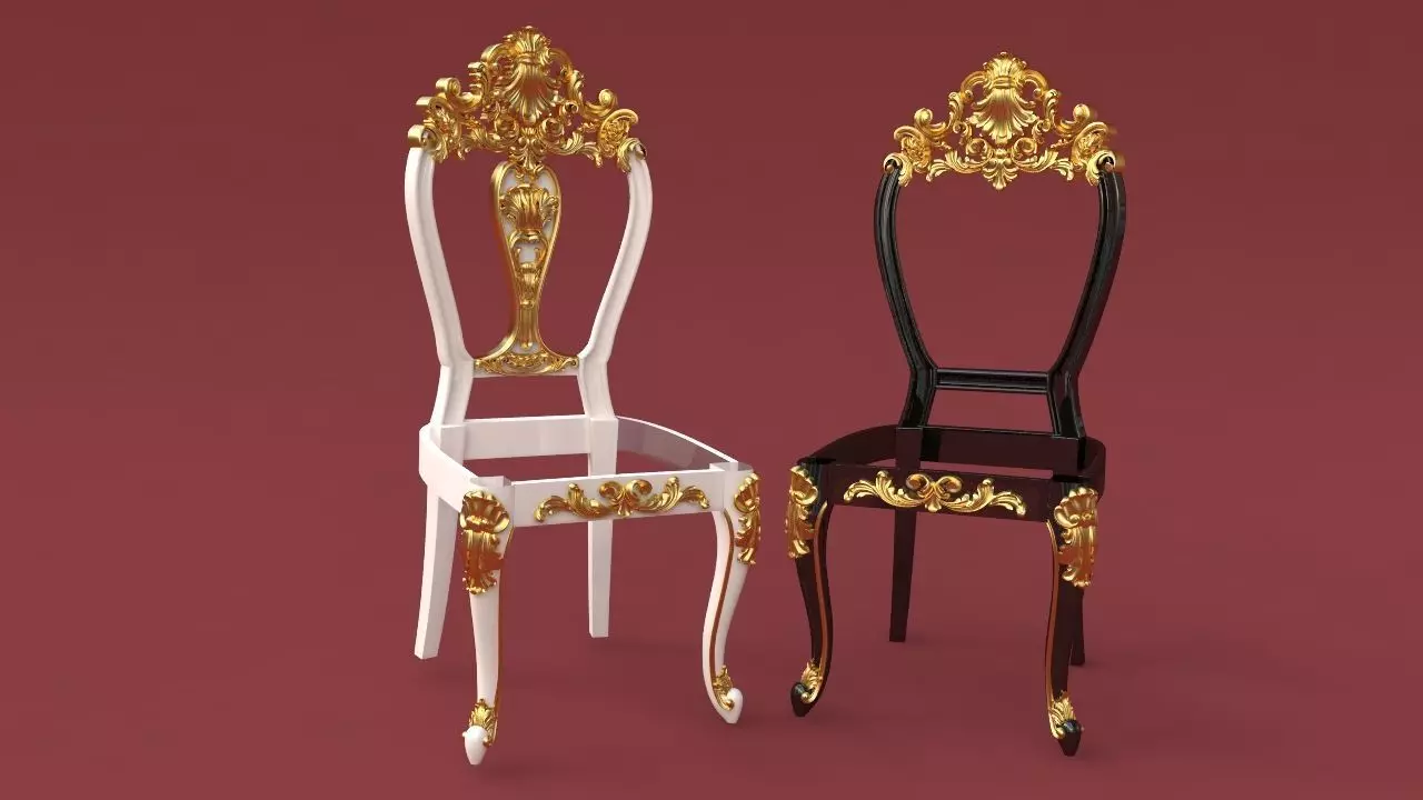chair pair of ornate chairs 3D model_0