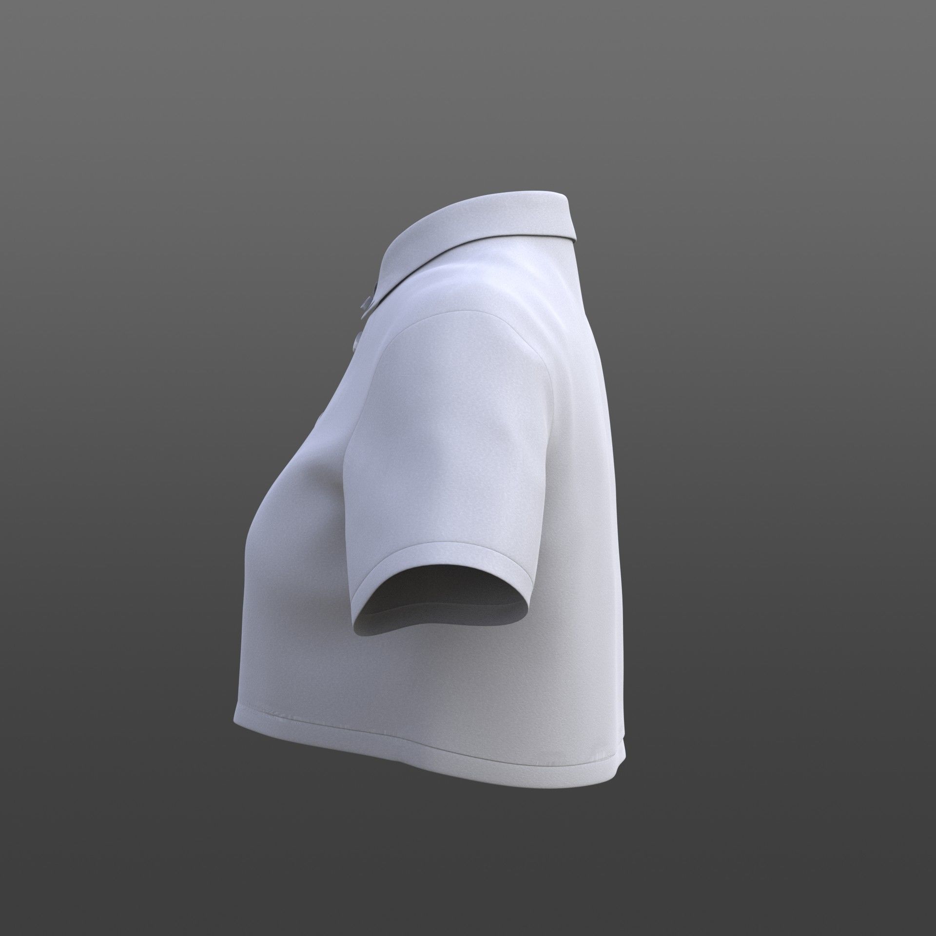 female crop top - black and white polo shirt 3D model_17