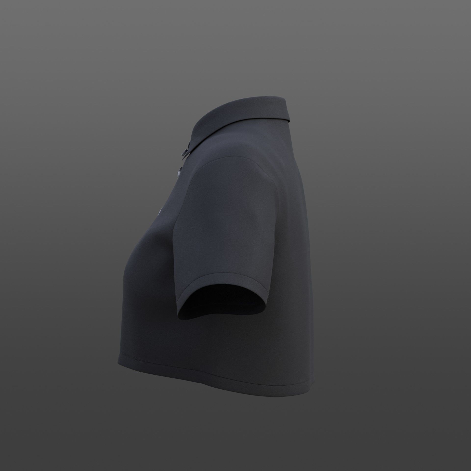 female crop top - black and white polo shirt 3D model_32