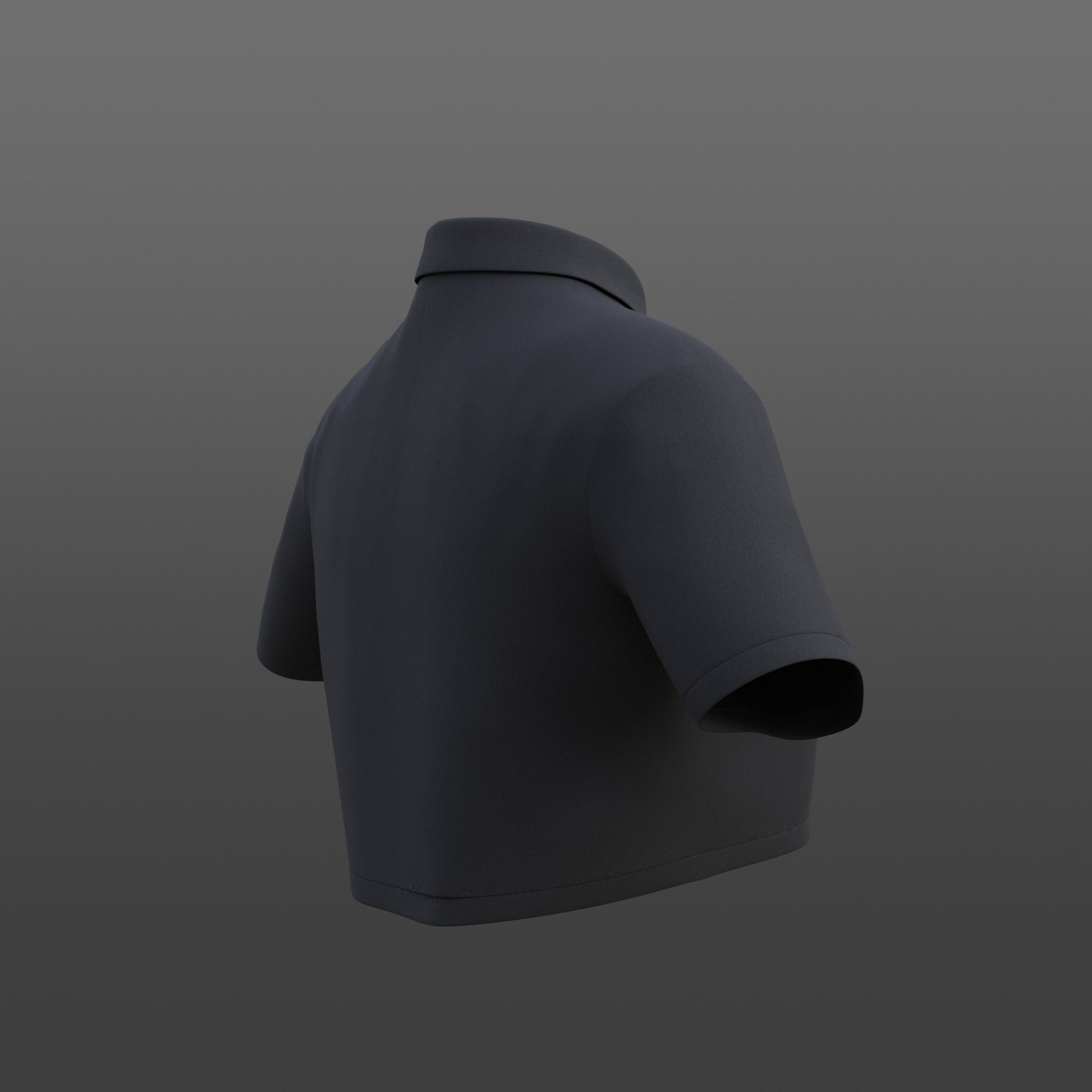 female crop top - black and white polo shirt 3D model_26