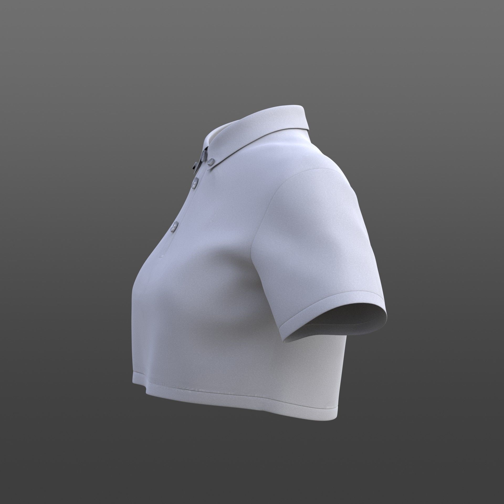 female crop top - black and white polo shirt 3D model_18