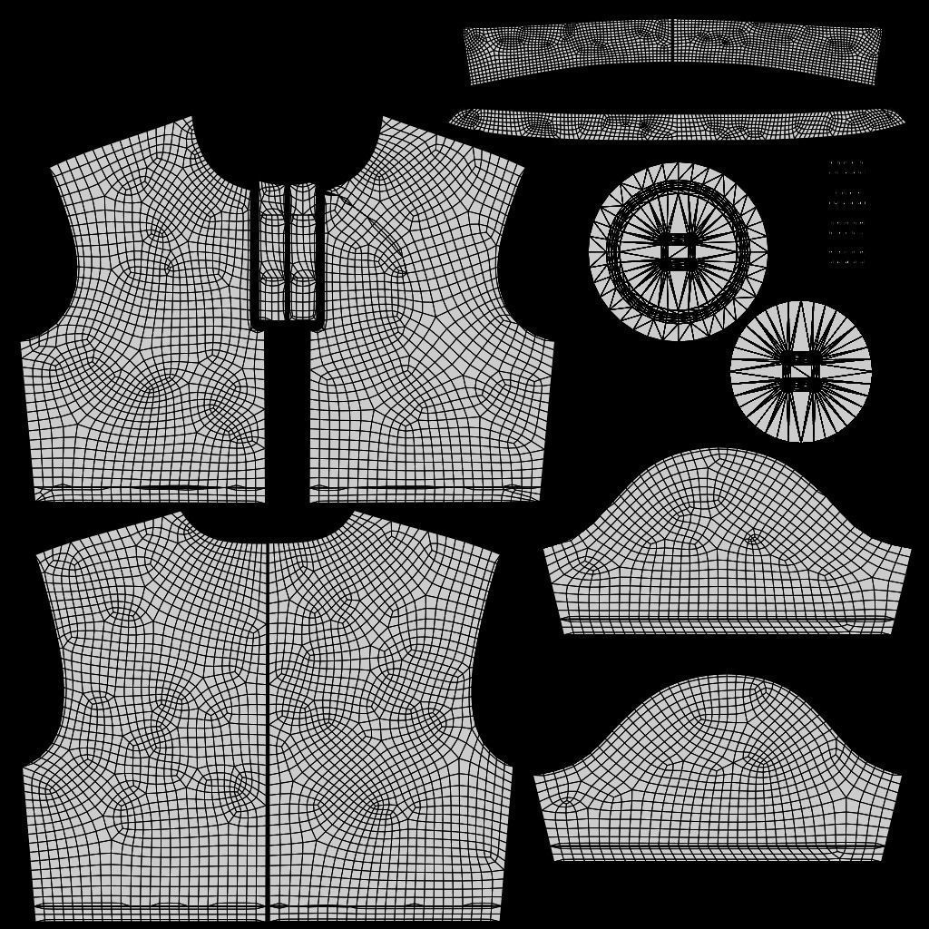 female crop top - black and white polo shirt 3D model_5