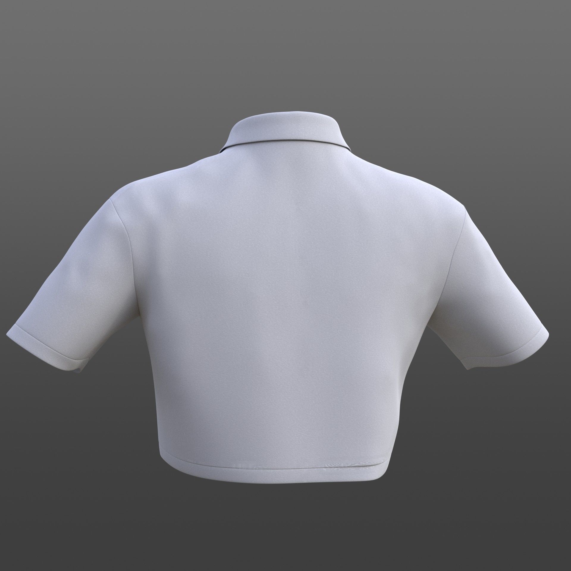 female crop top - black and white polo shirt 3D model_14