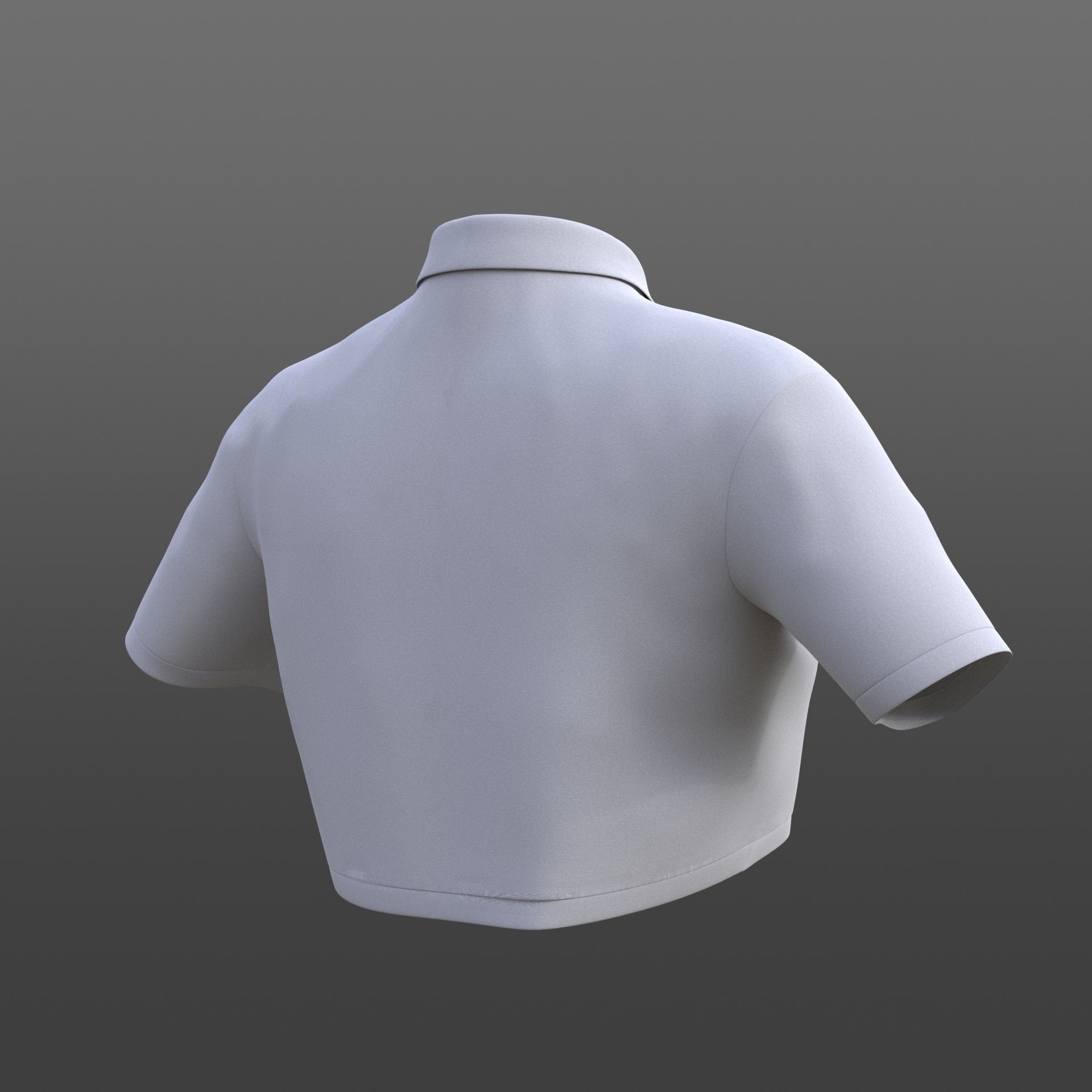 female crop top - black and white polo shirt 3D model_12
