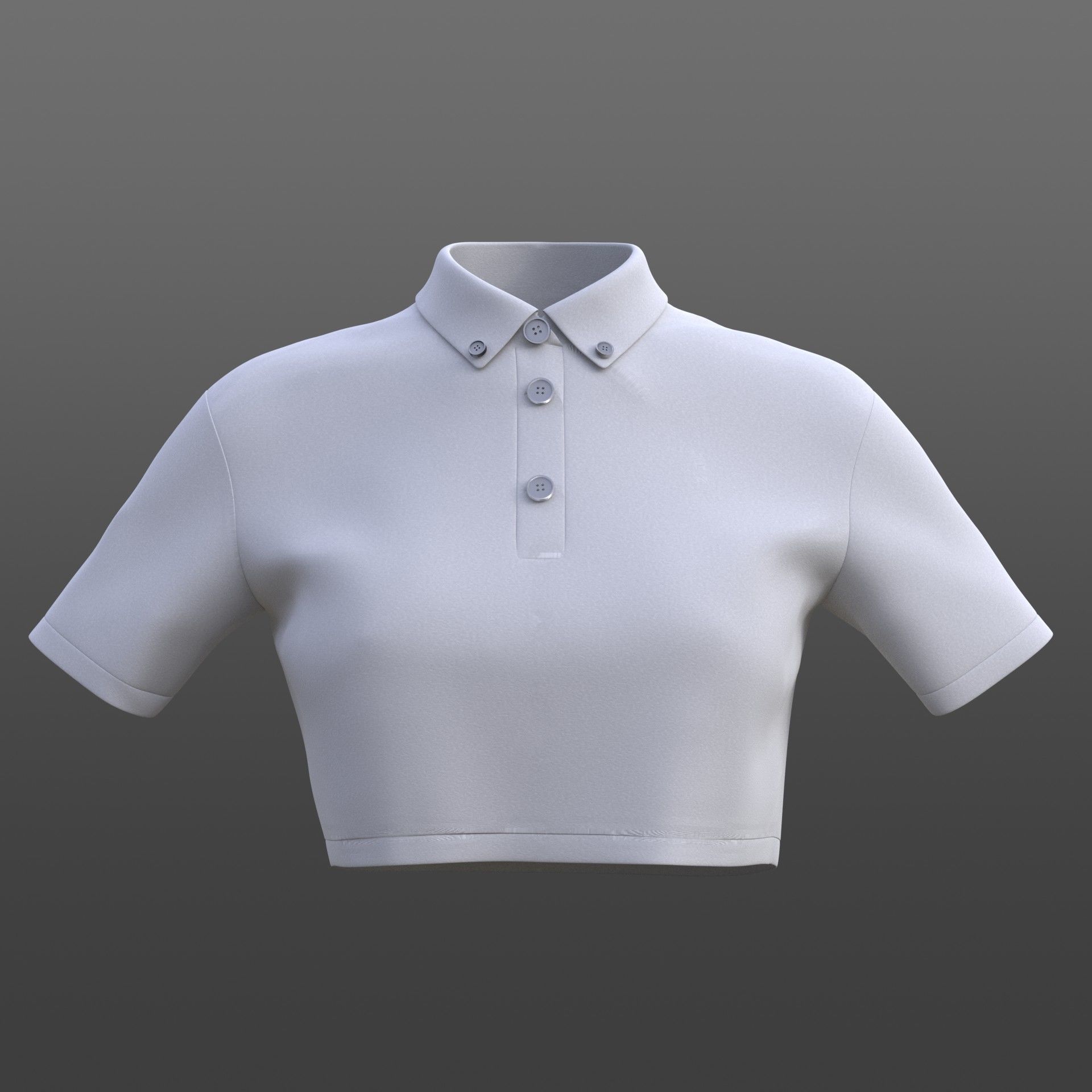 female crop top - black and white polo shirt 3D model_6