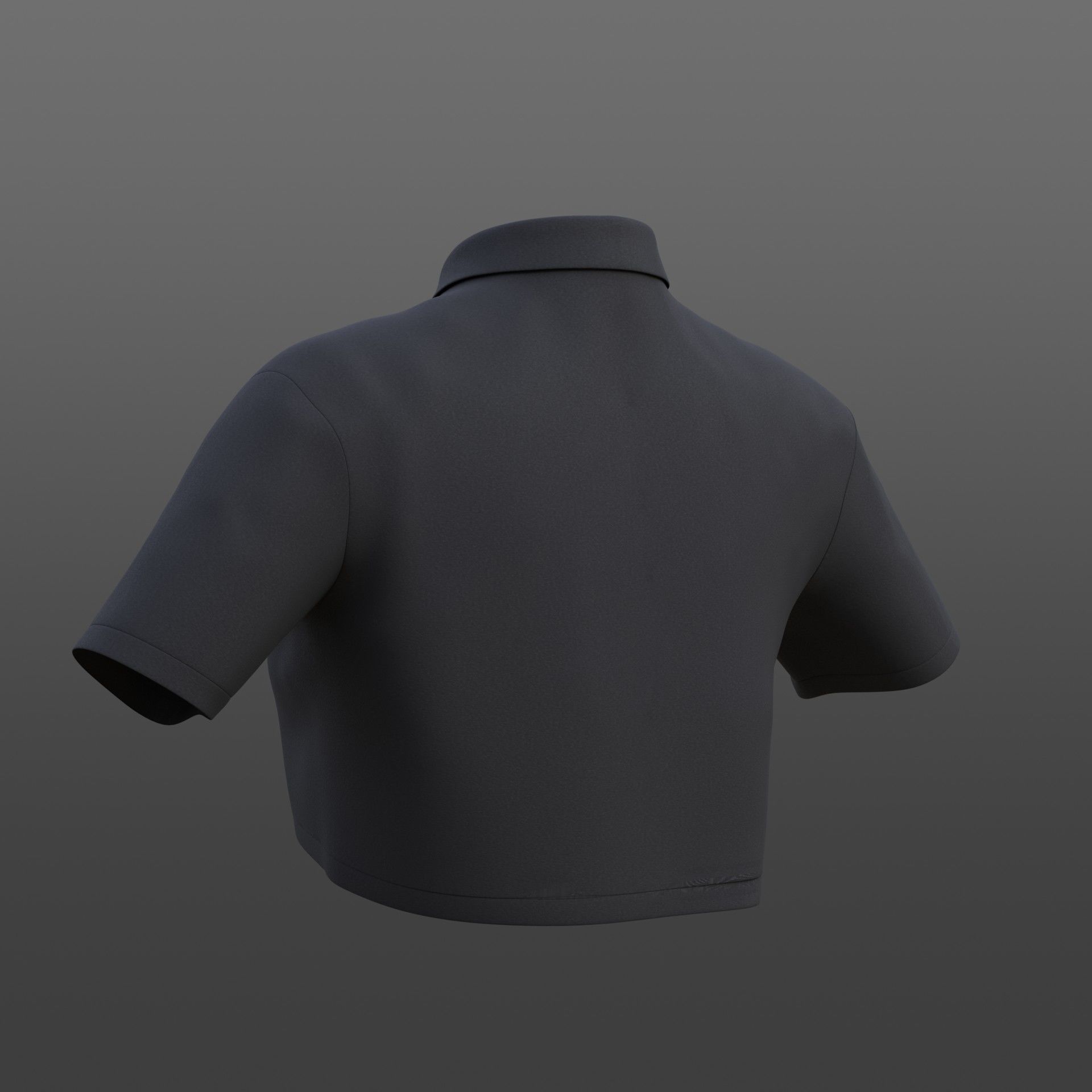 female crop top - black and white polo shirt 3D model_30