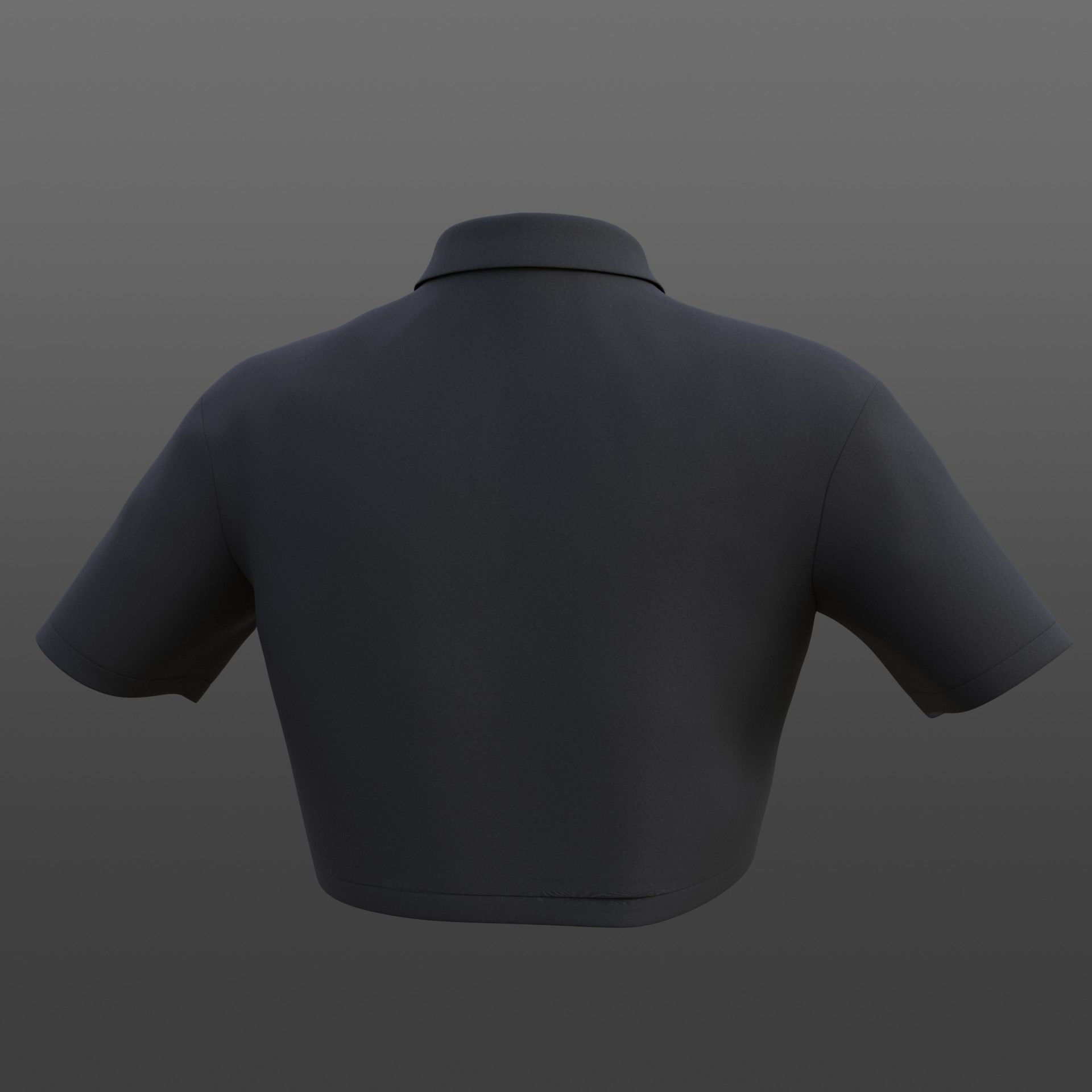 female crop top - black and white polo shirt 3D model_28