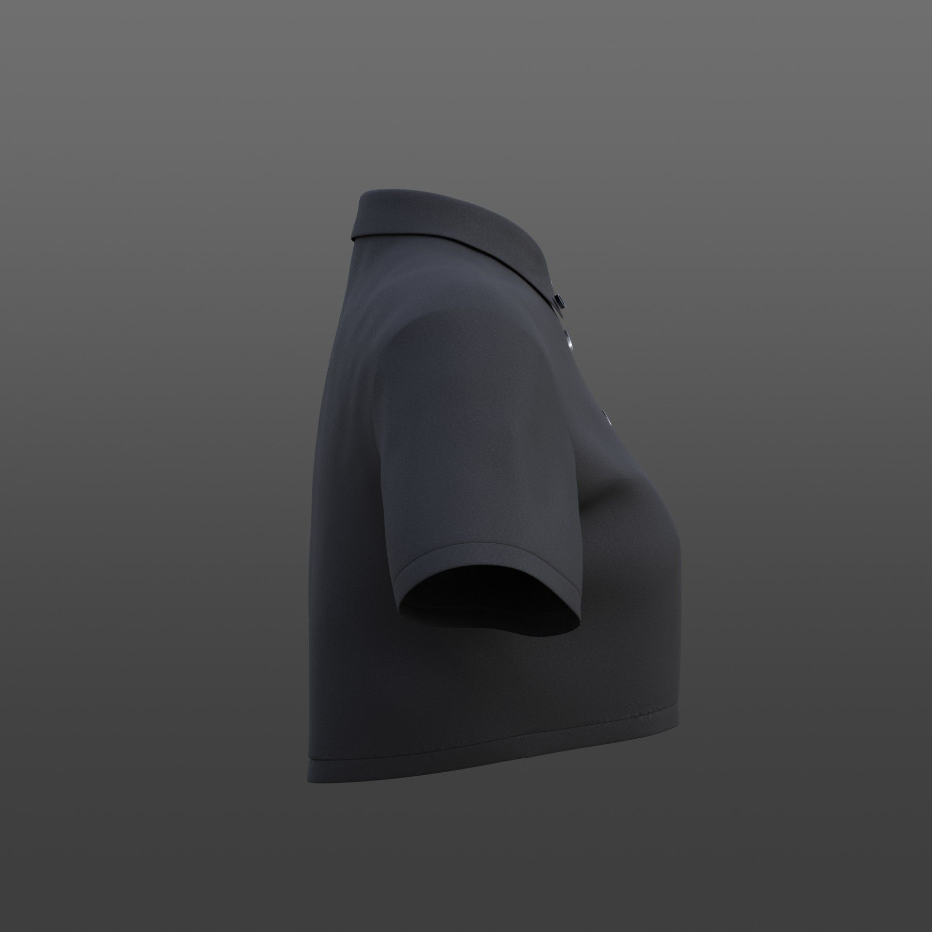 female crop top - black and white polo shirt 3D model_25