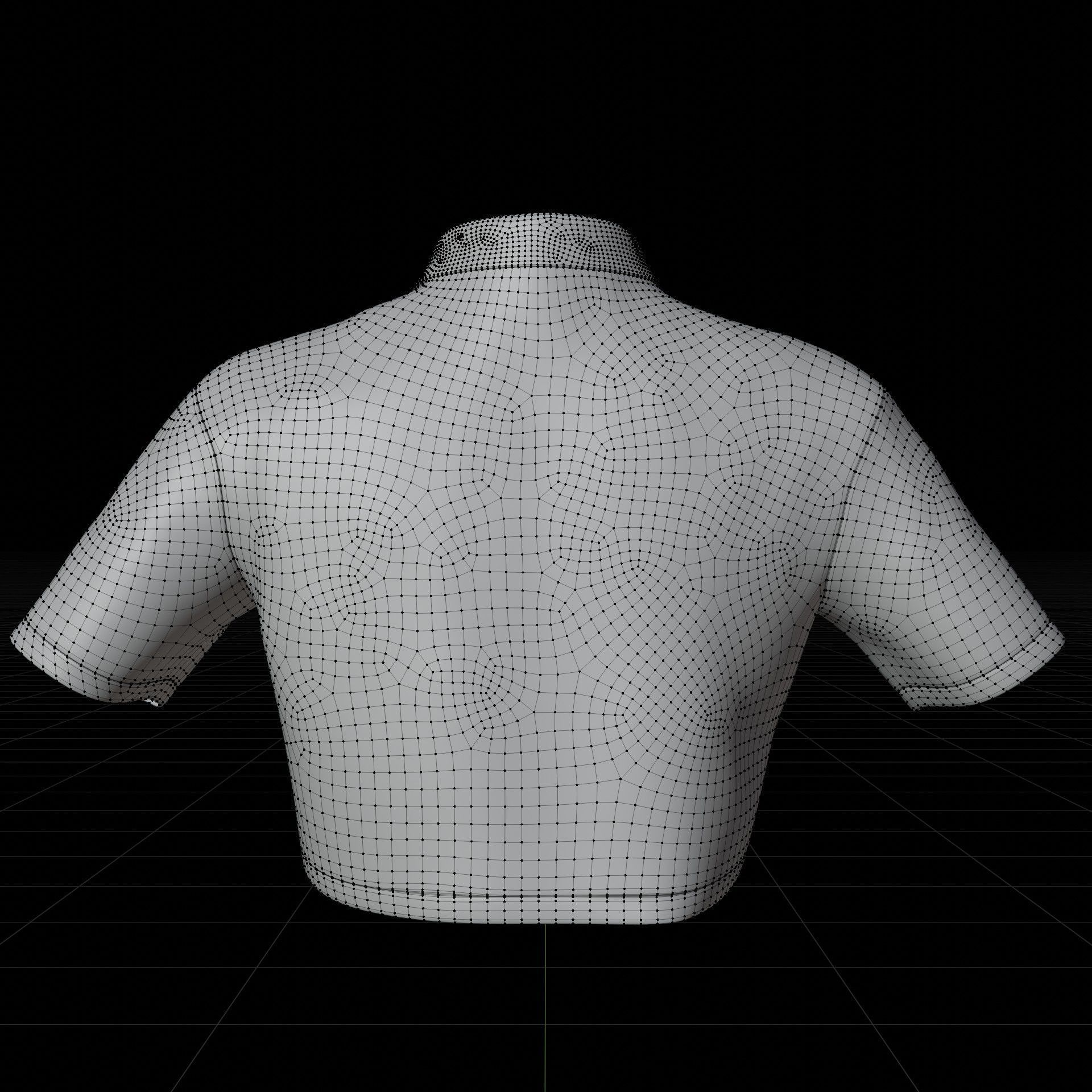 female crop top - black and white polo shirt 3D model_37