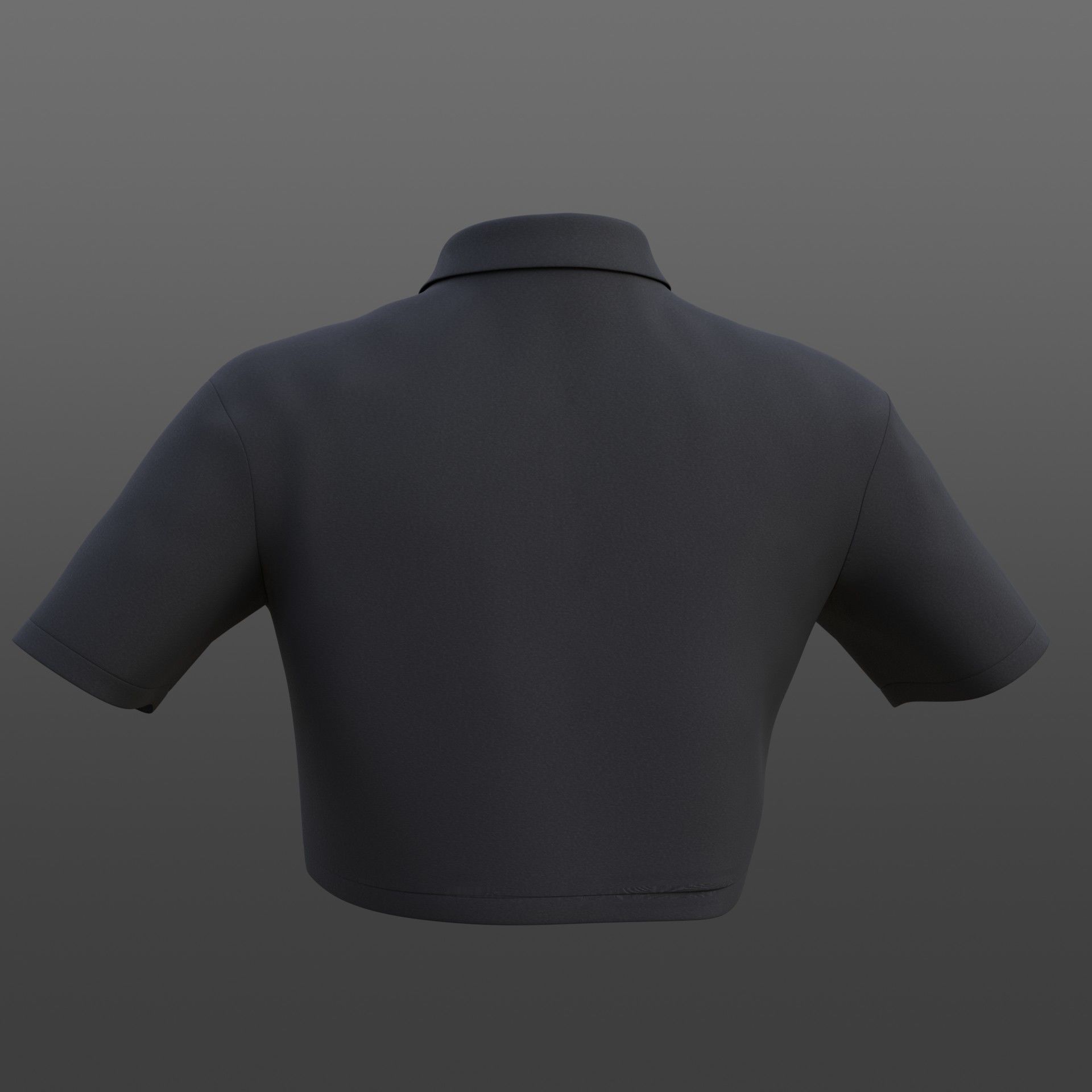 female crop top - black and white polo shirt 3D model_29