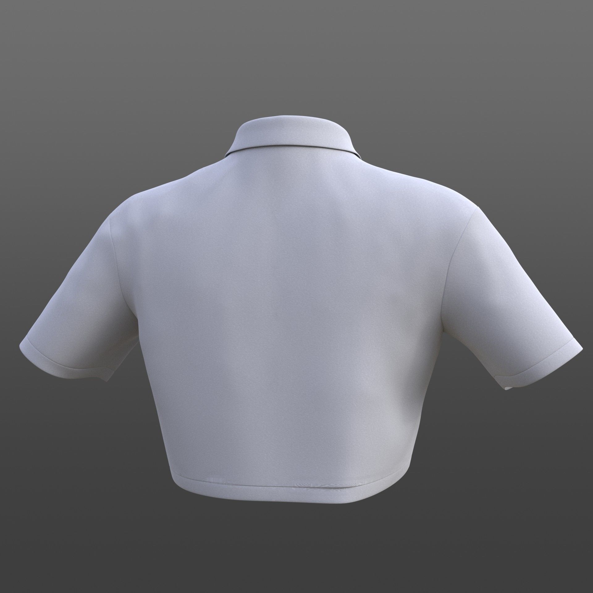 female crop top - black and white polo shirt 3D model_13