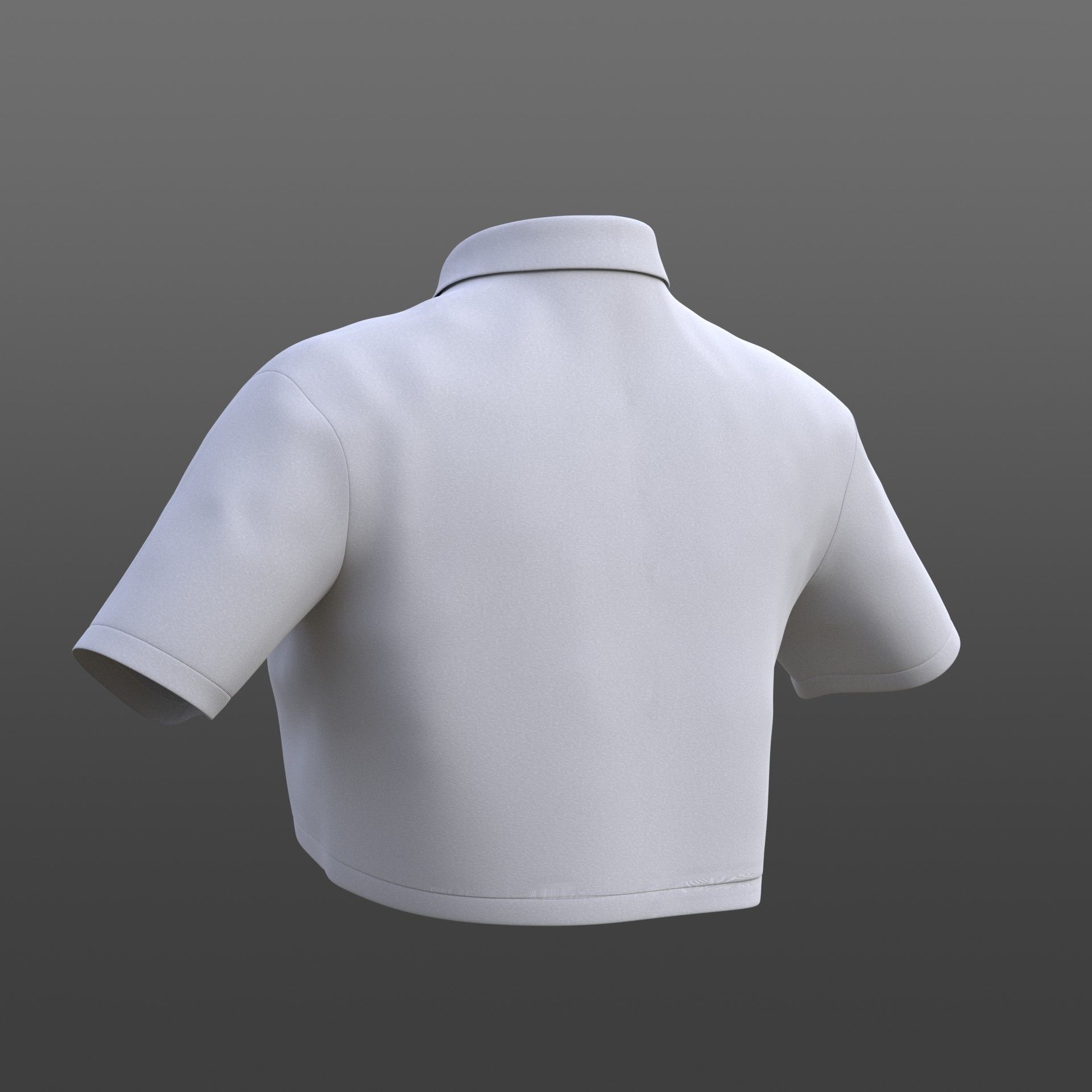 female crop top - black and white polo shirt 3D model_15