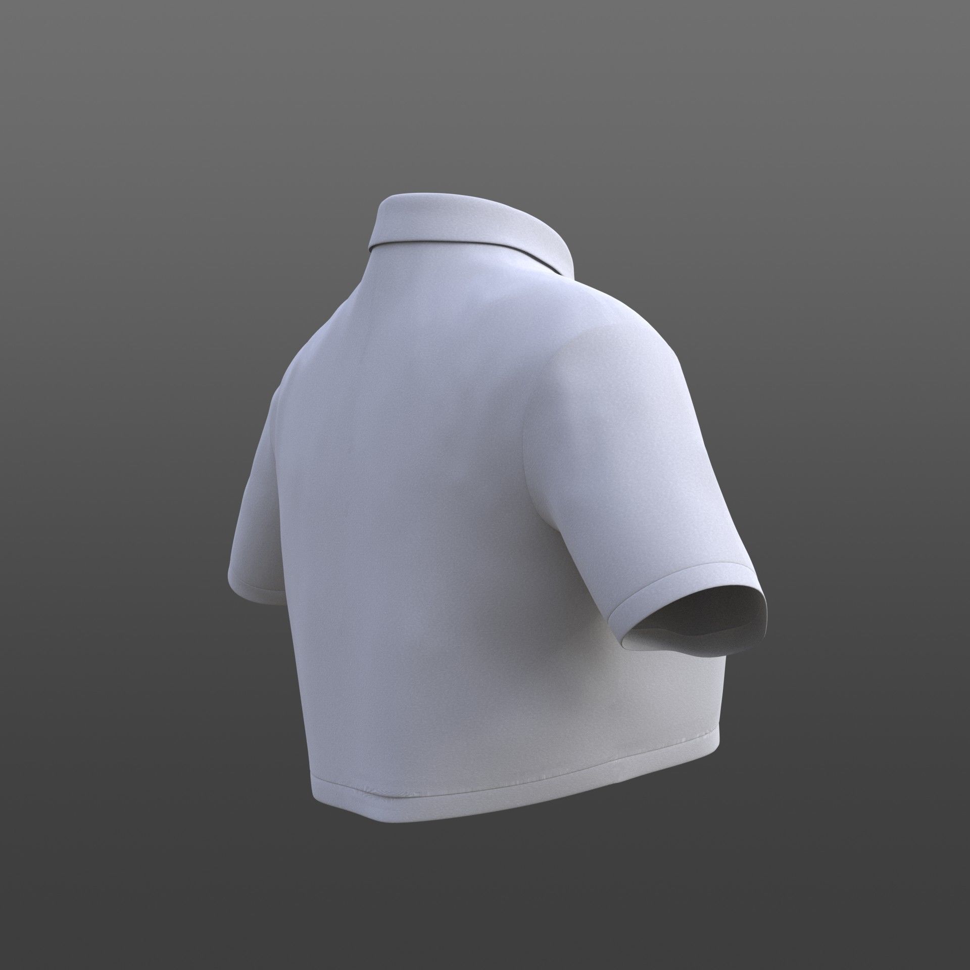 female crop top - black and white polo shirt 3D model_11