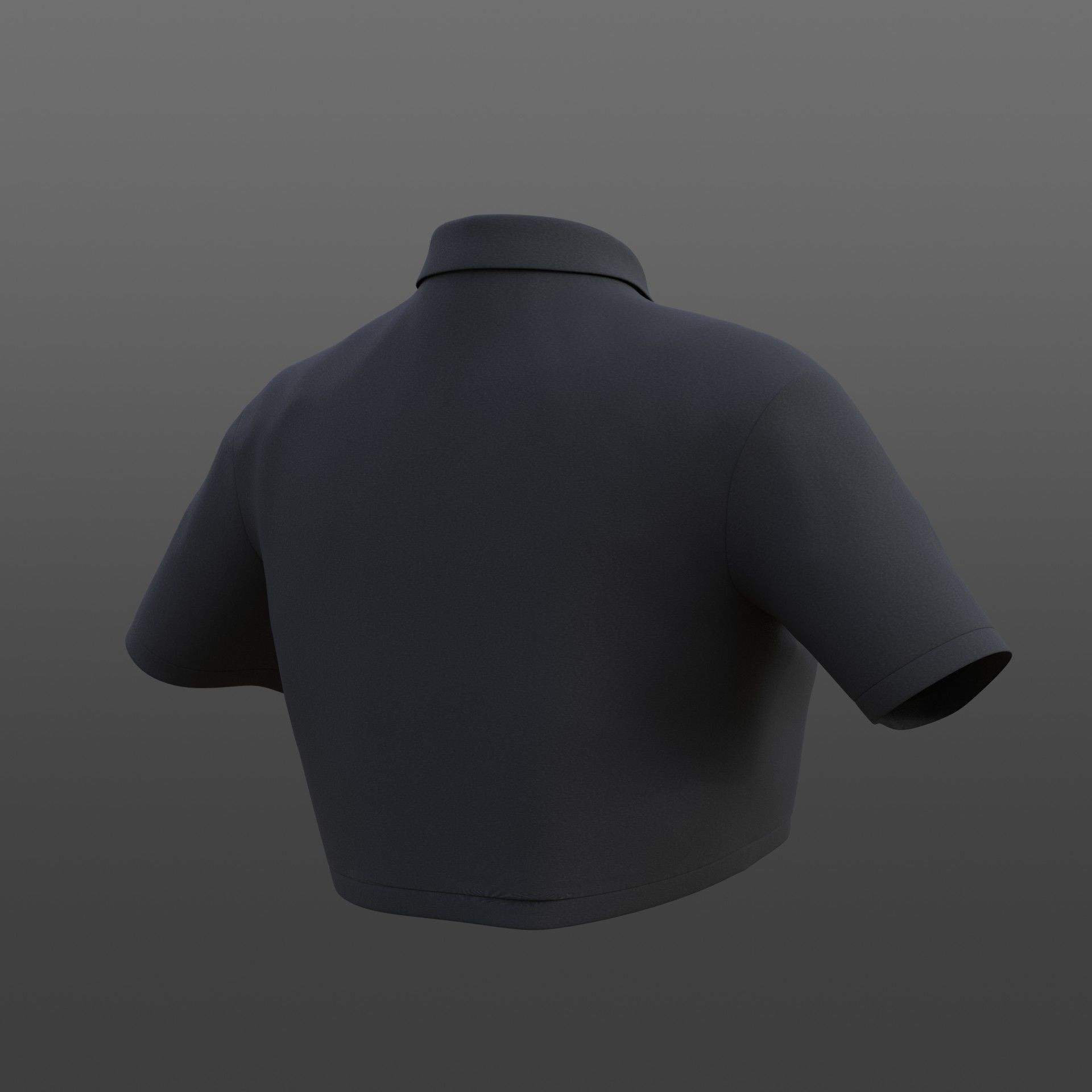 female crop top - black and white polo shirt 3D model_27
