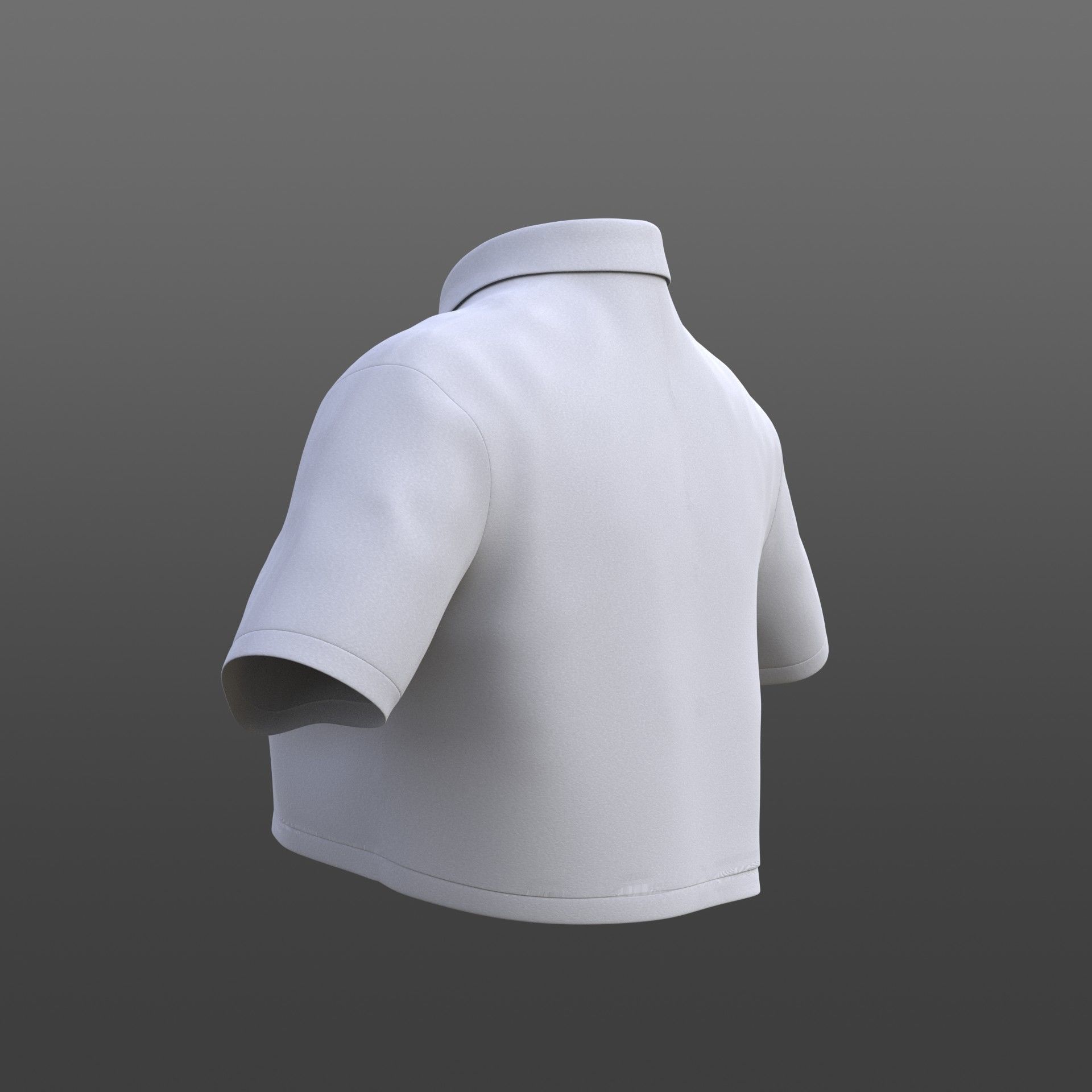 female crop top - black and white polo shirt 3D model_16