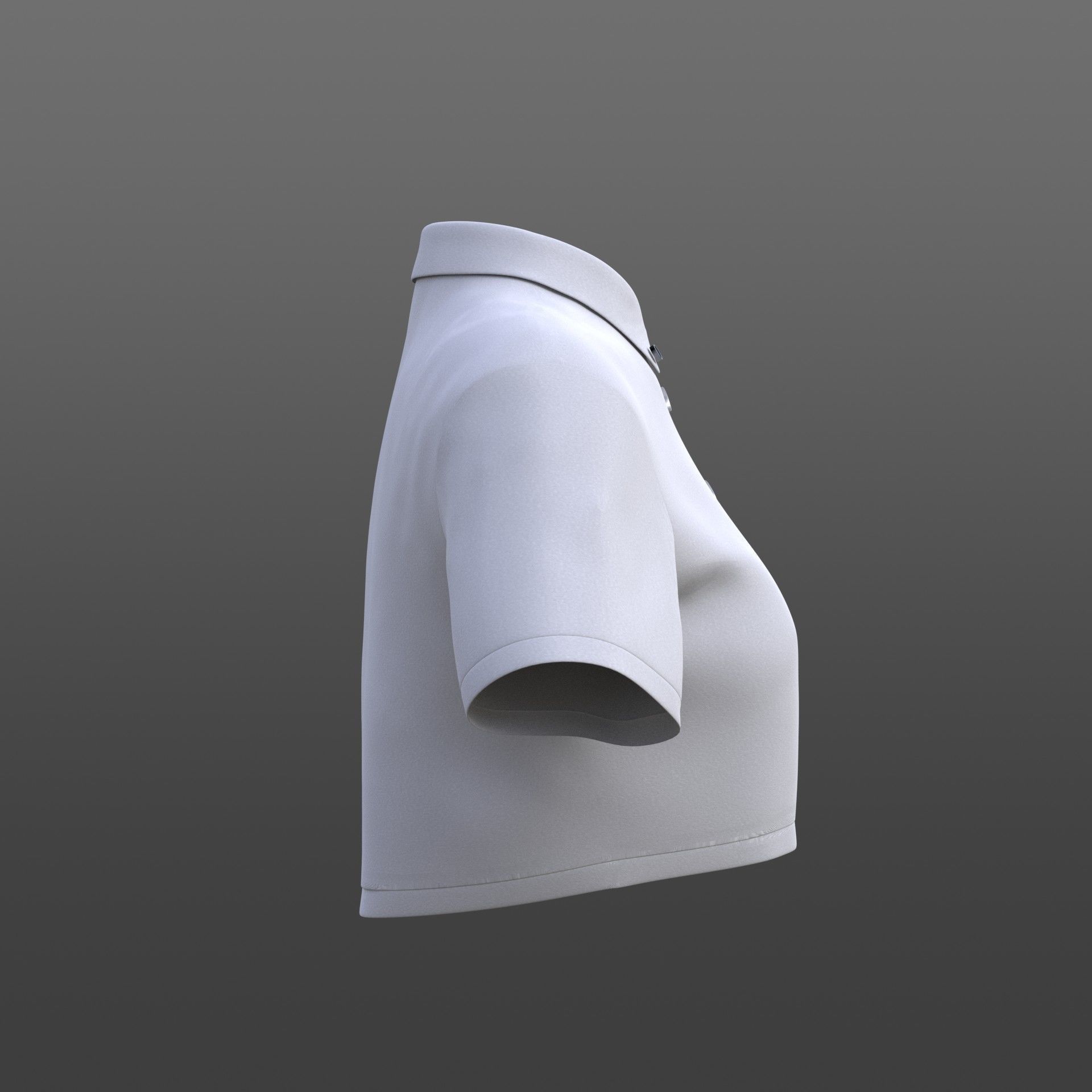 female crop top - black and white polo shirt 3D model_10