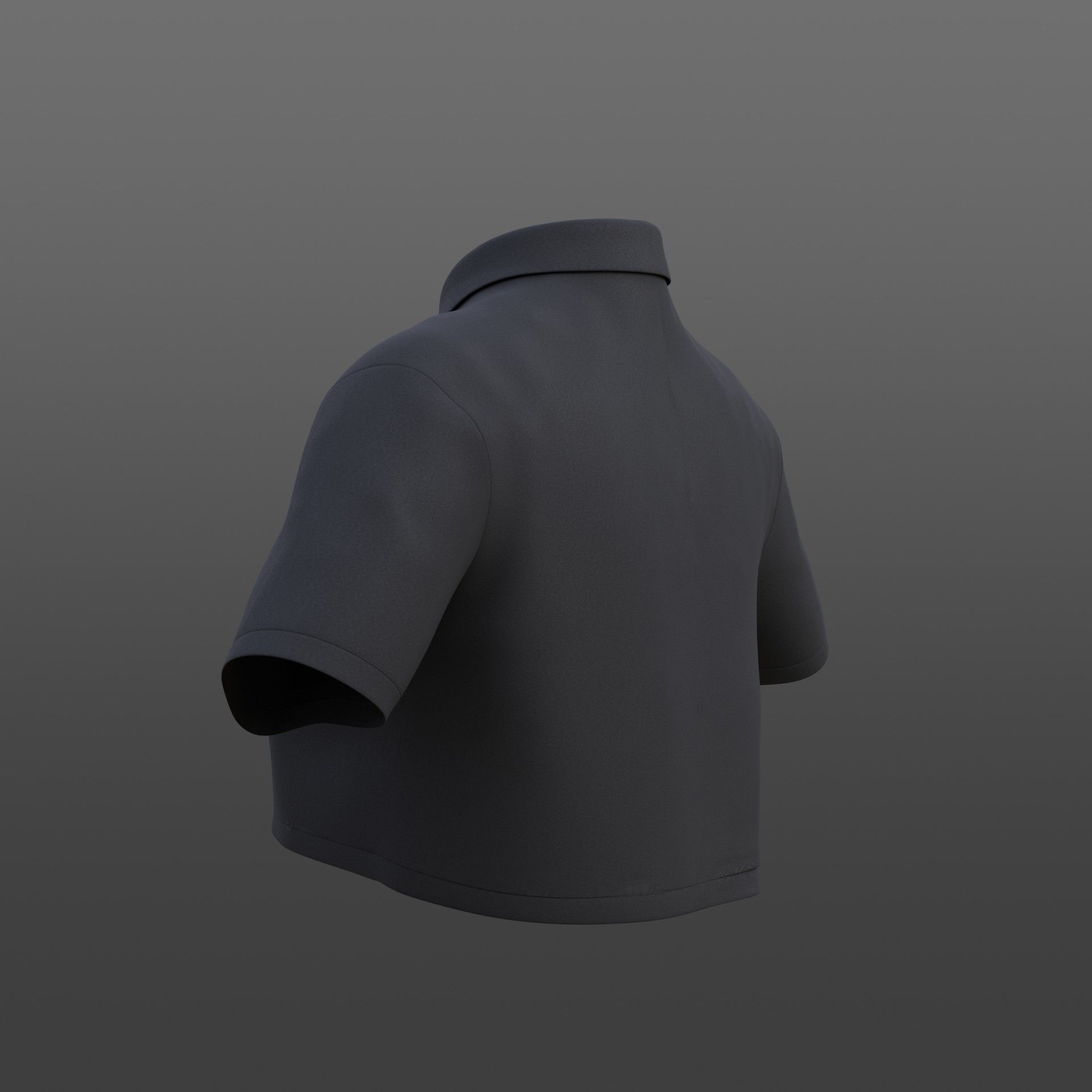 female crop top - black and white polo shirt 3D model_31
