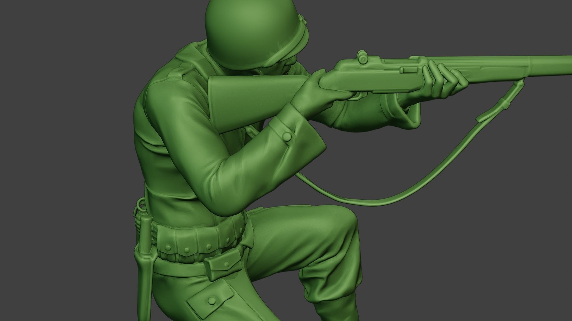 American soldier ww2 Shoot Crouch A12 3D print model_20