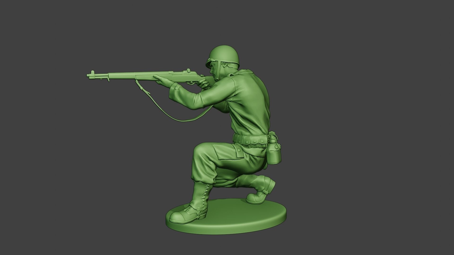 American soldier ww2 Shoot Crouch A12 3D print model_3