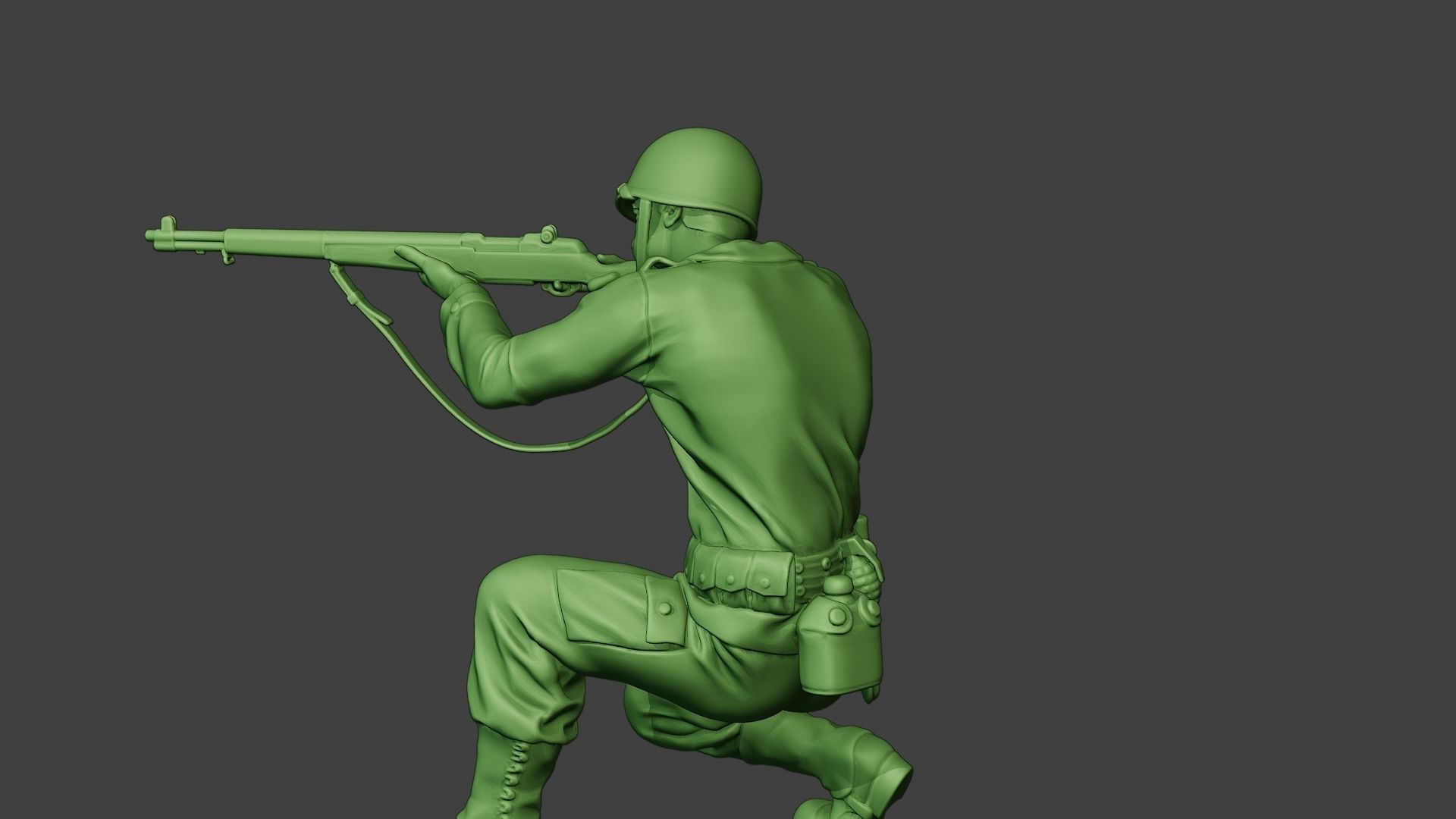 American soldier ww2 Shoot Crouch A12 3D print model_26