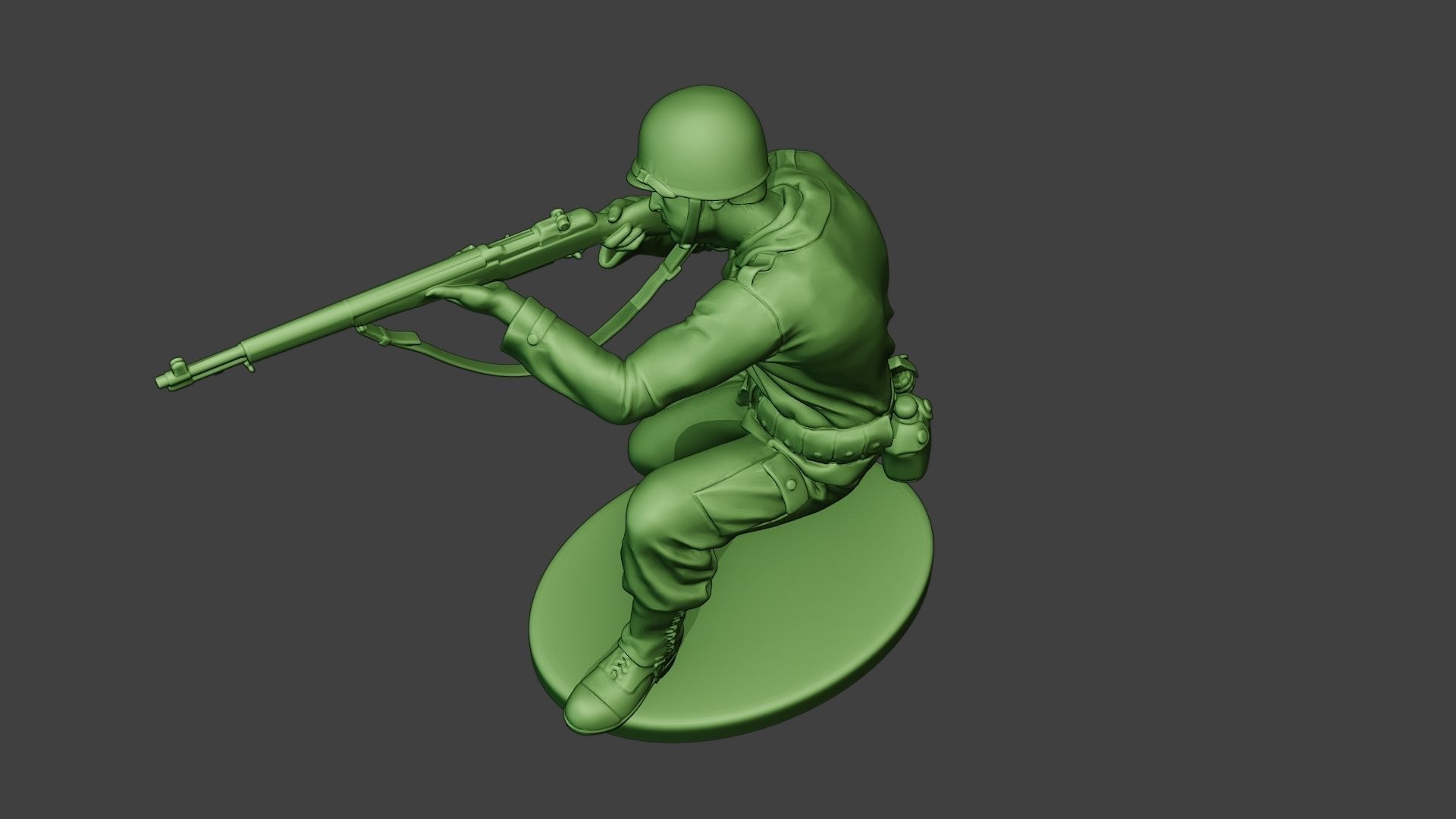 American soldier ww2 Shoot Crouch A12 3D print model_15