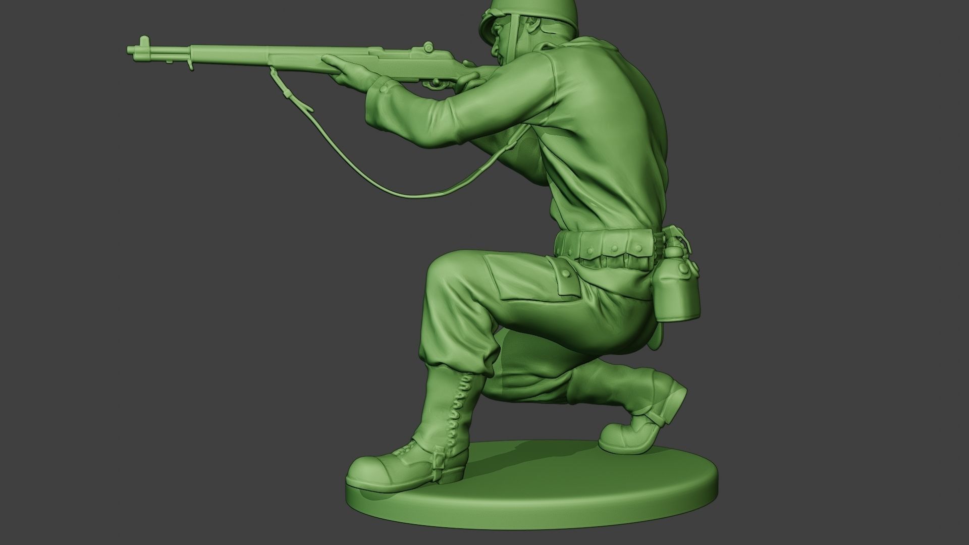 American soldier ww2 Shoot Crouch A12 3D print model_17