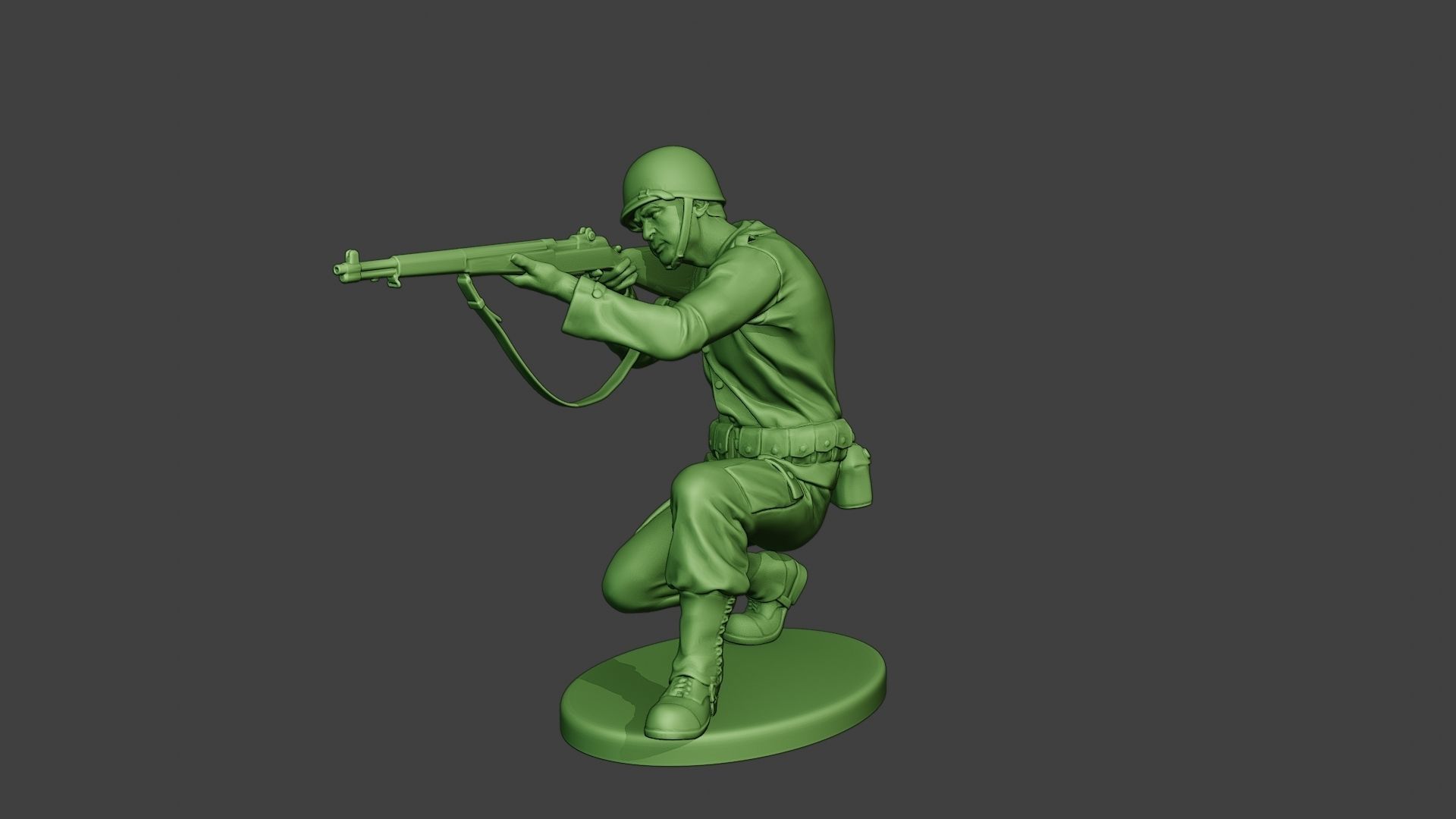 American soldier ww2 Shoot Crouch A12 3D print model_2