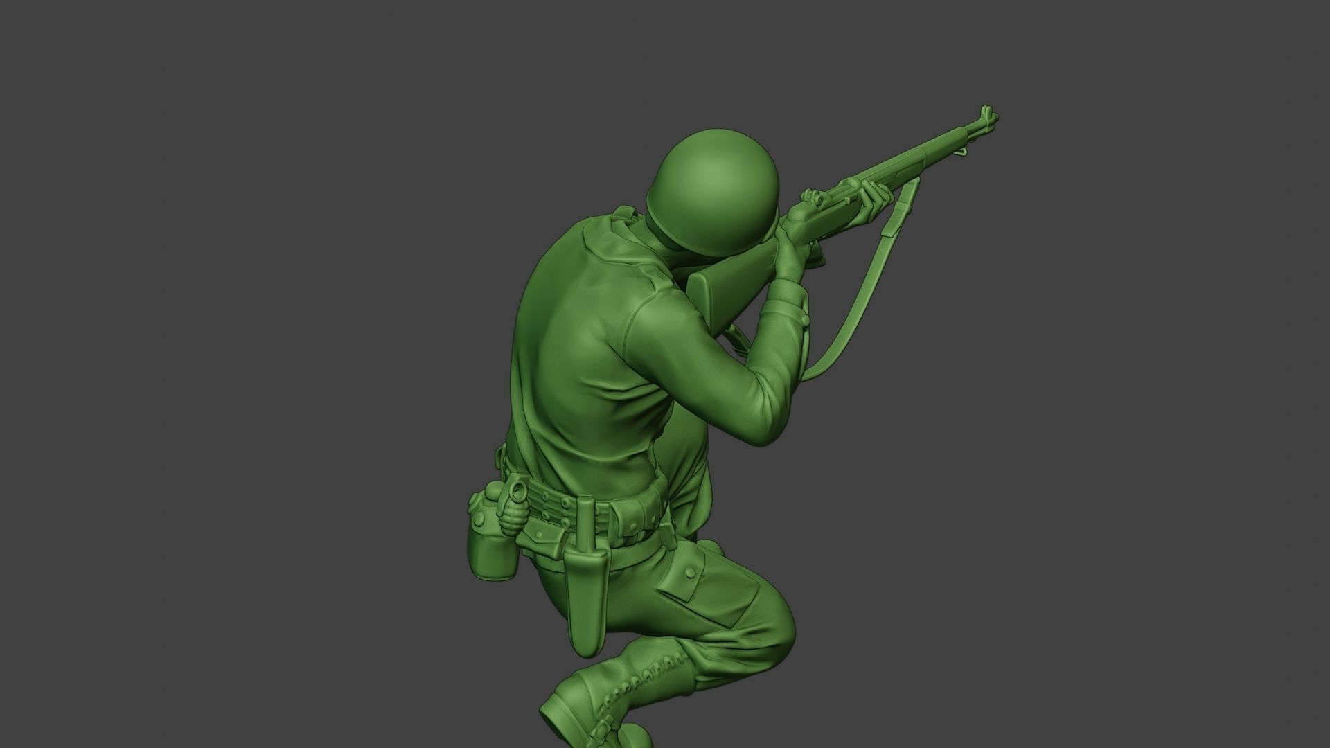 American soldier ww2 Shoot Crouch A12 3D print model_24