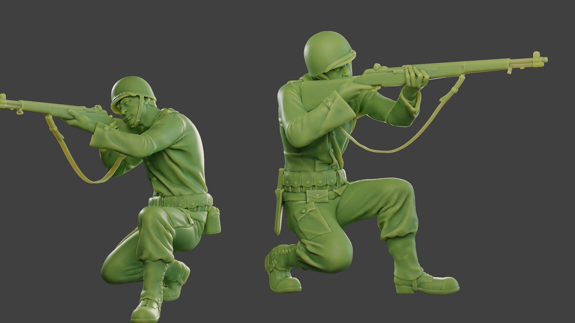 American soldier ww2 Shoot Crouch A12 3D print model_1