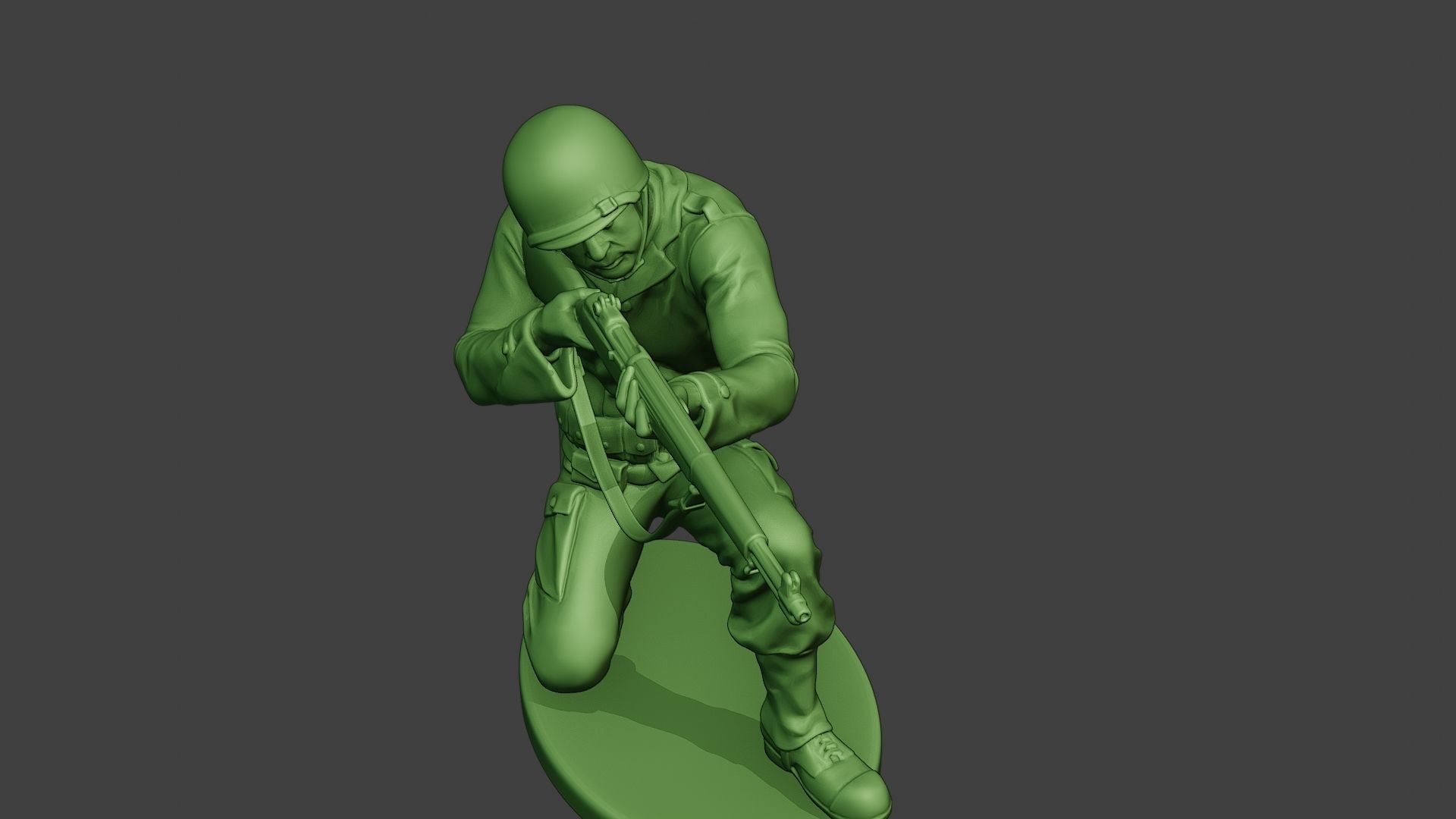 American soldier ww2 Shoot Crouch A12 3D print model_19