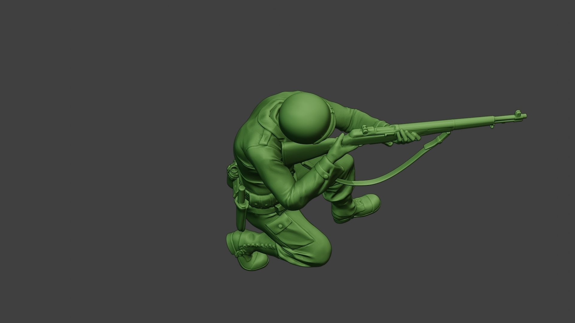 American soldier ww2 Shoot Crouch A12 3D print model_23