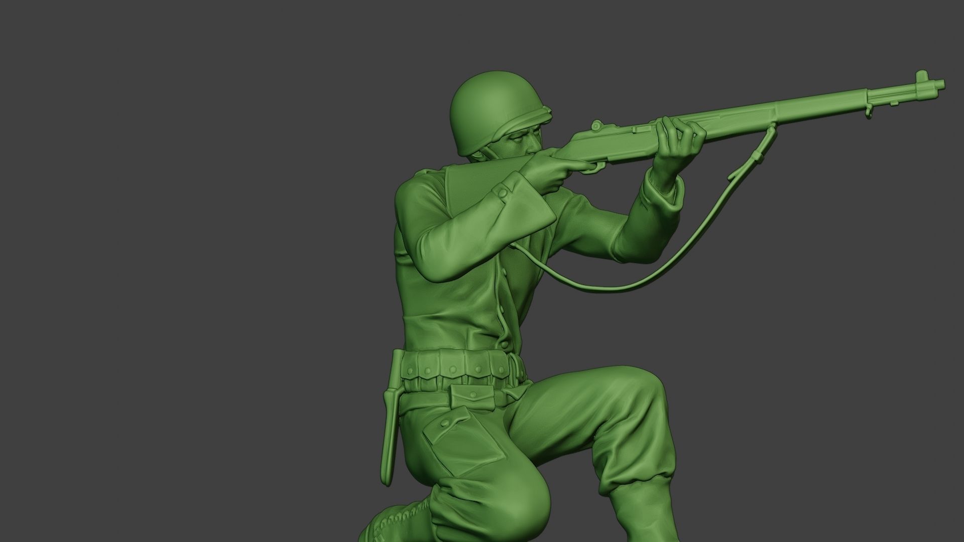 American soldier ww2 Shoot Crouch A12 3D print model_29