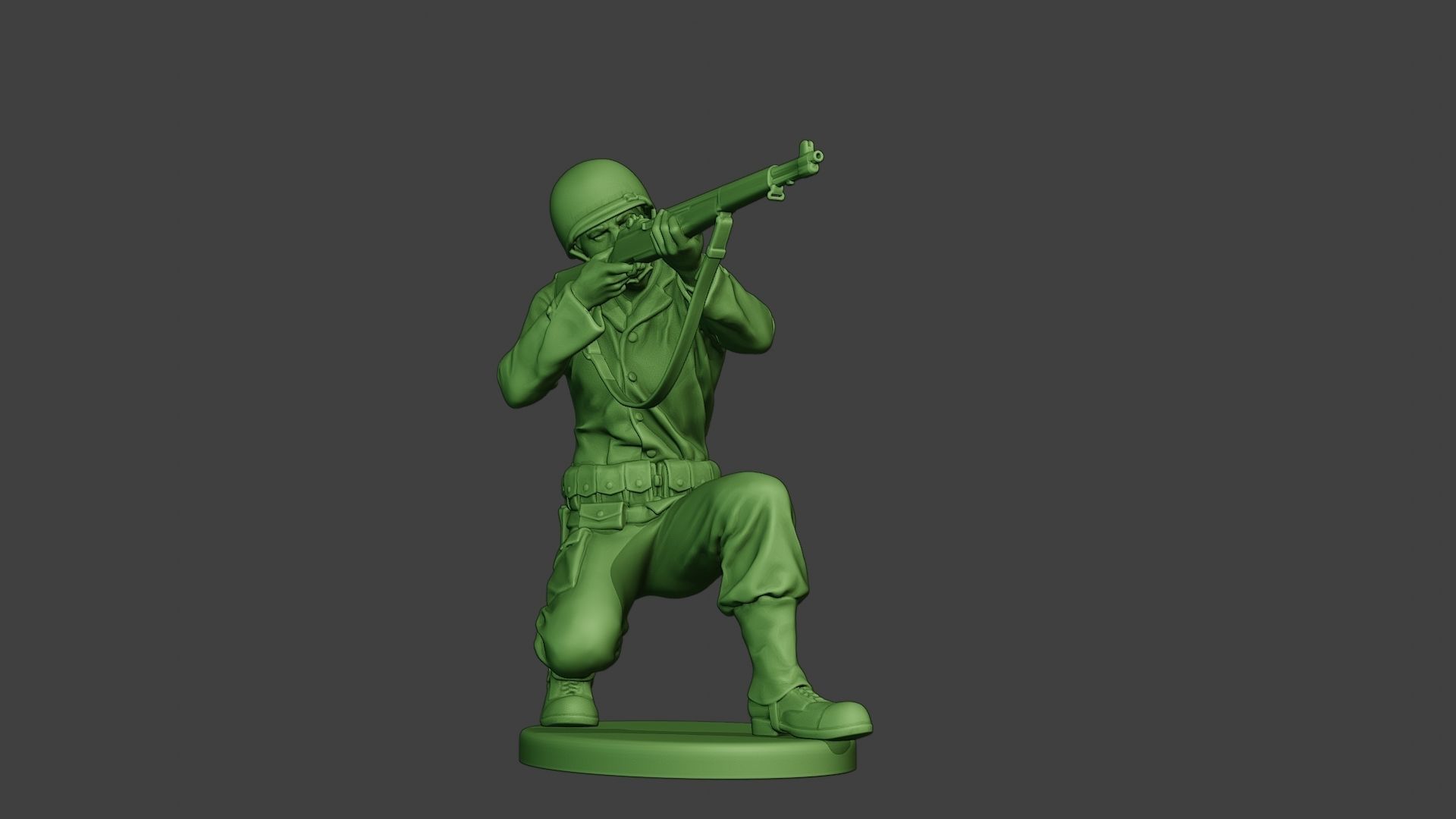 American soldier ww2 Shoot Crouch A12 3D print model_13