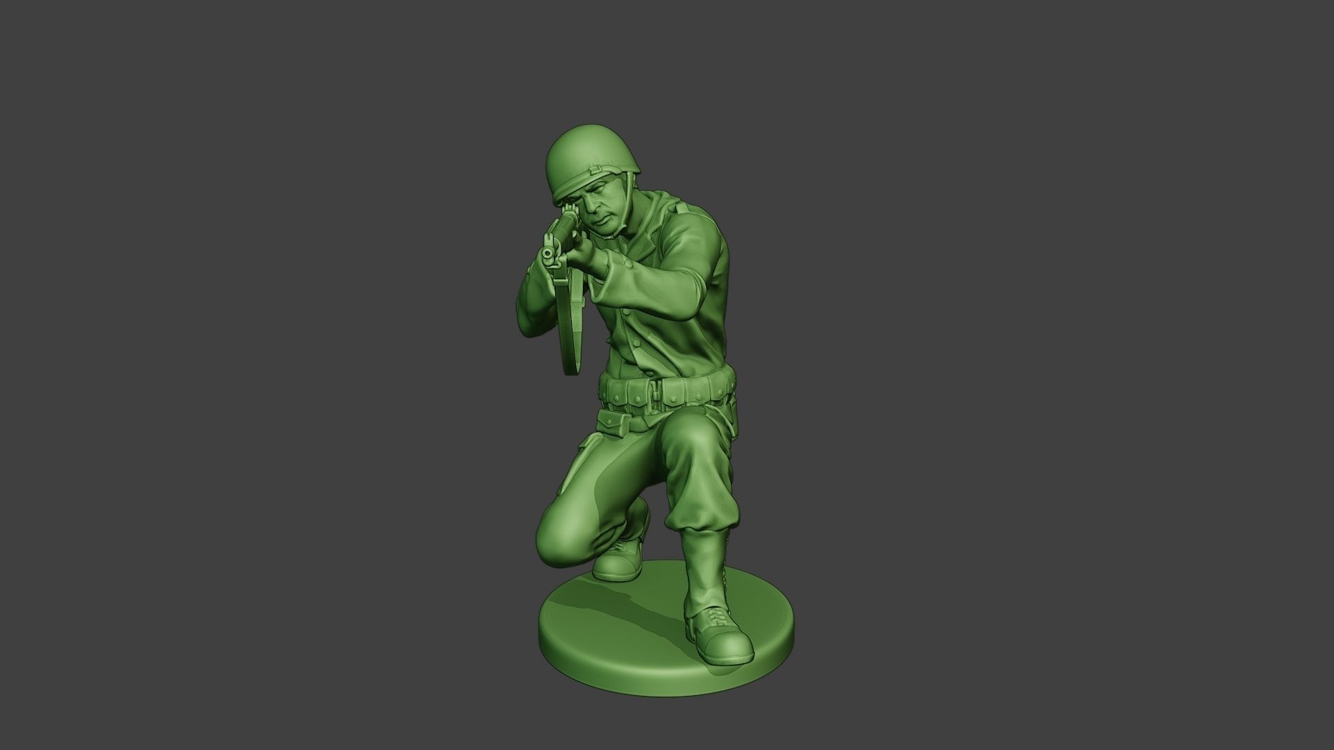 American soldier ww2 Shoot Crouch A12 3D print model_11