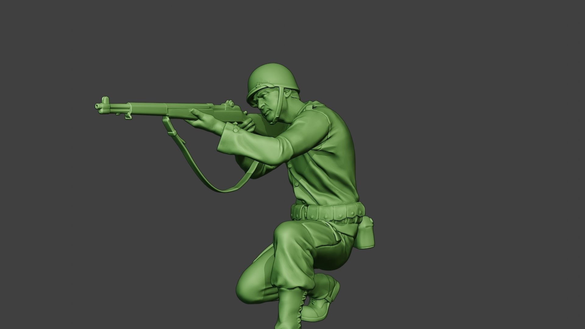 American soldier ww2 Shoot Crouch A12 3D print model_27