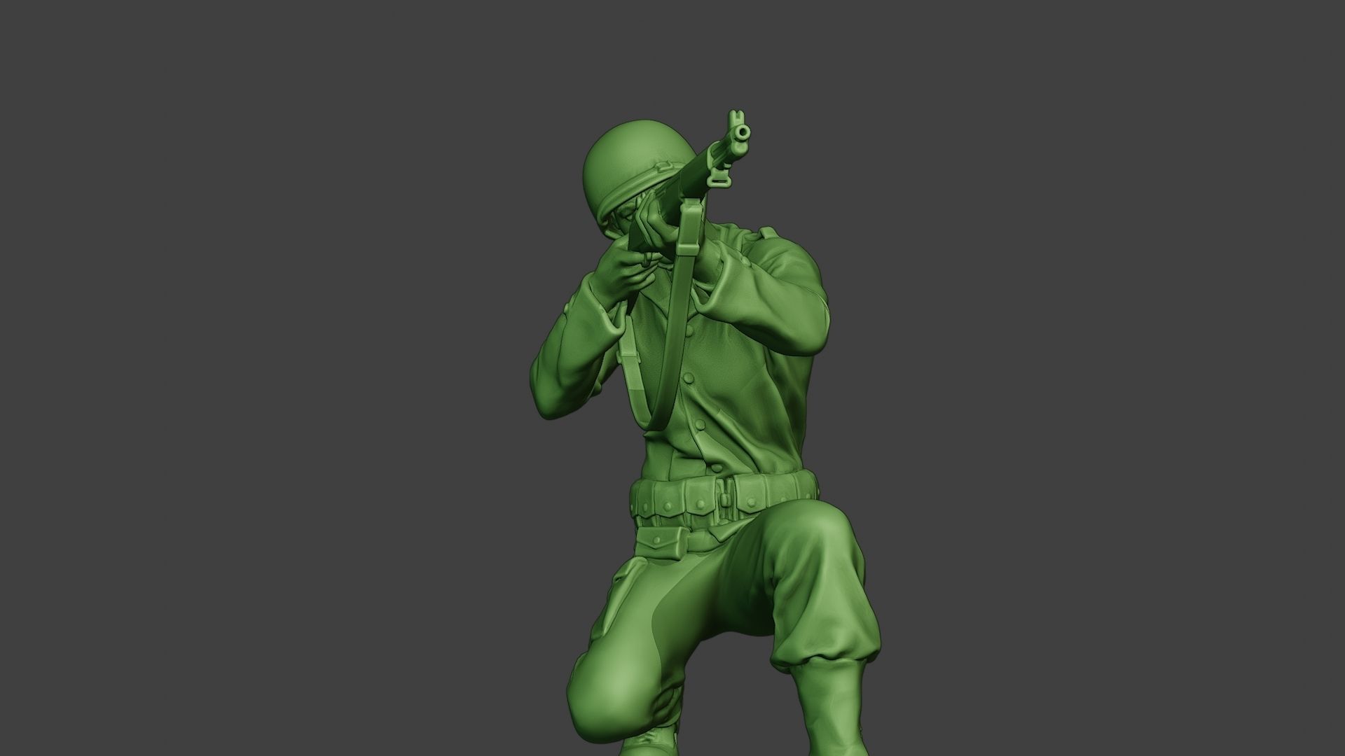 American soldier ww2 Shoot Crouch A12 3D print model_28
