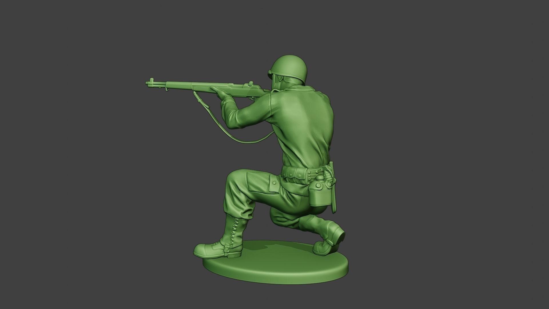 American soldier ww2 Shoot Crouch A12 3D print model_4