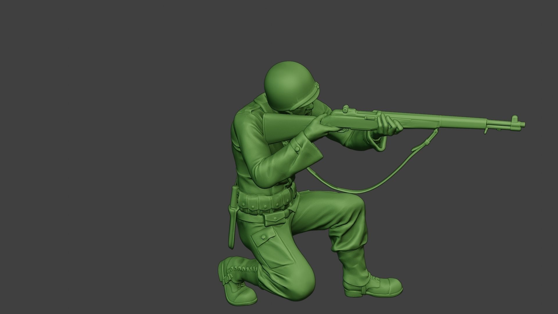 American soldier ww2 Shoot Crouch A12 3D print model_30