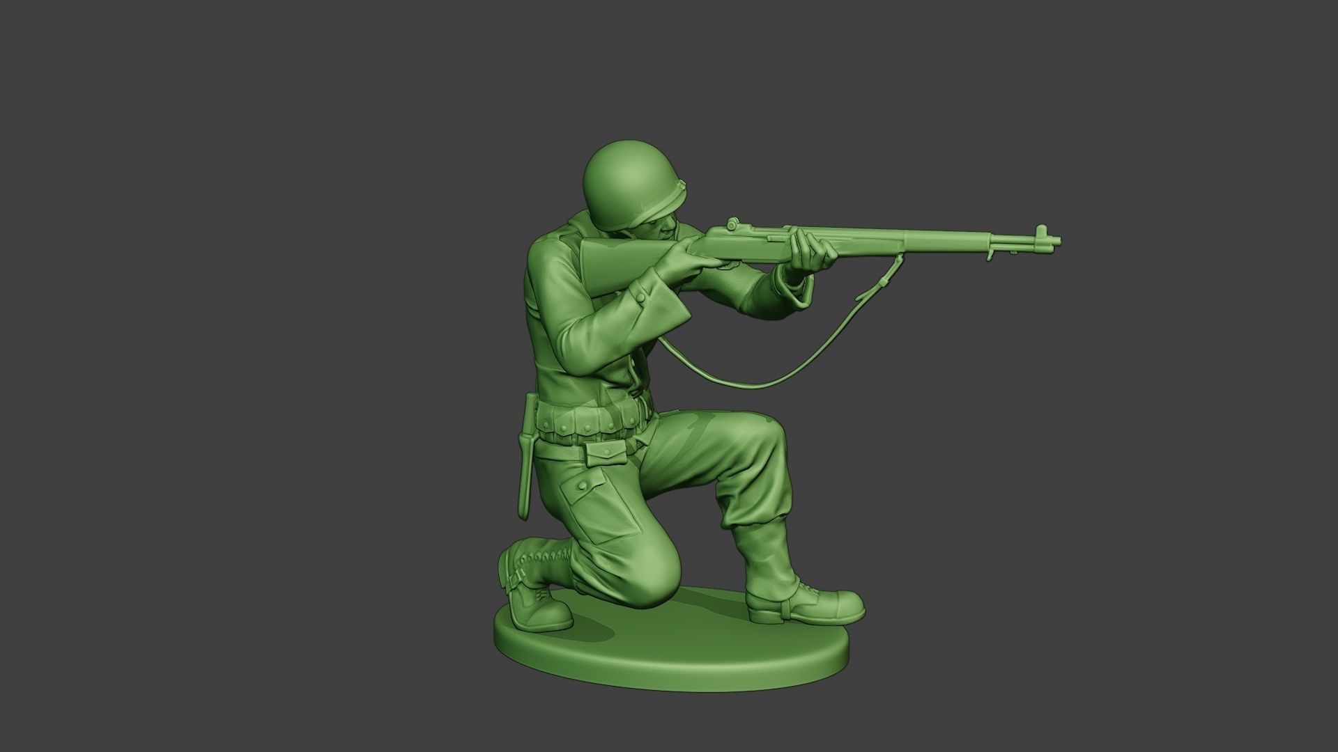 American soldier ww2 Shoot Crouch A12 3D print model_9