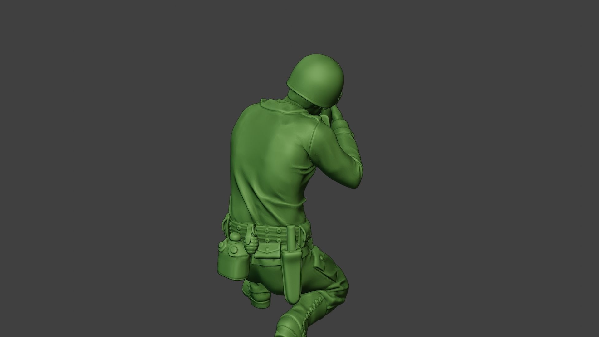 American soldier ww2 Shoot Crouch A12 3D print model_25