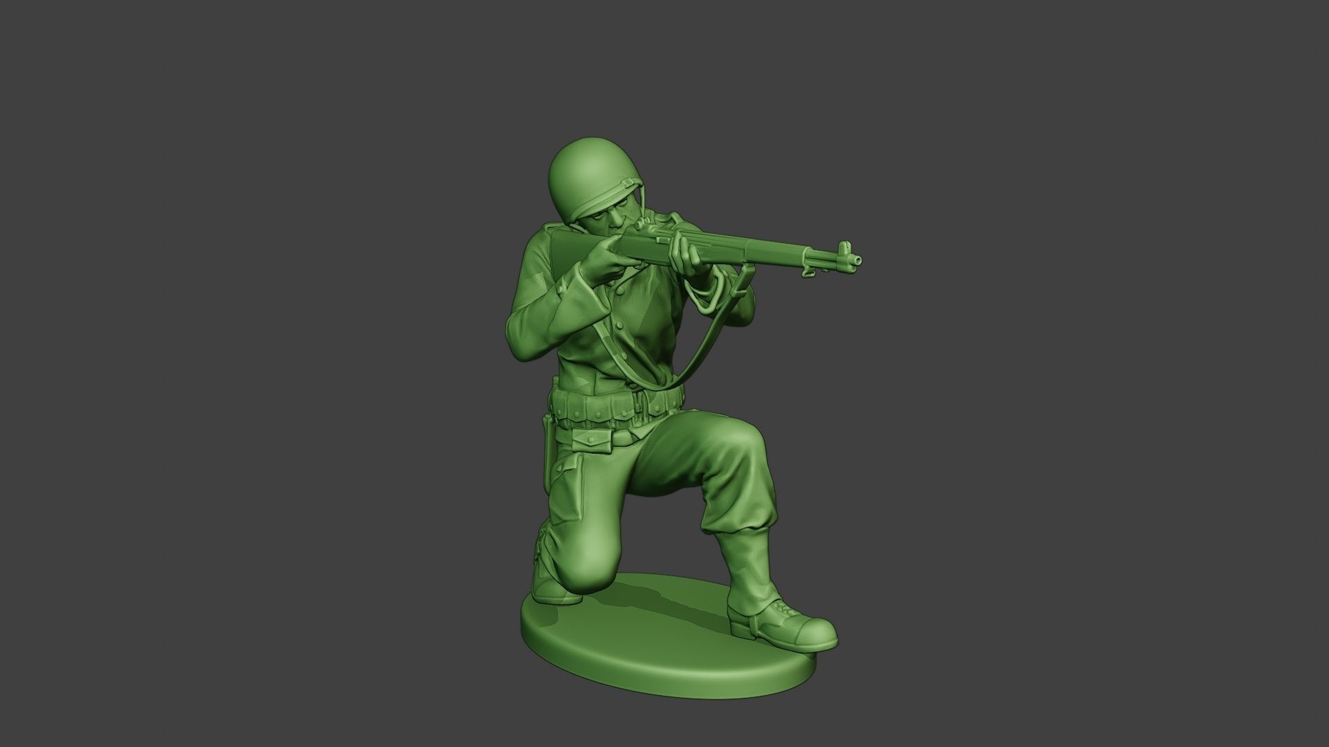 American soldier ww2 Shoot Crouch A12 3D print model_10